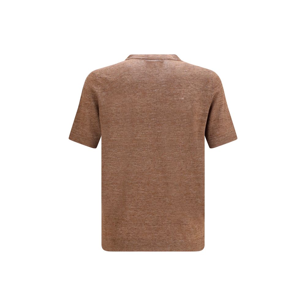 Elevate your wardrobe with the Brunello Cucinelli Brown Linen T-Shirt, a luxurious blend of linen and cotton, embodying timeless elegance and refined craftsmanship.