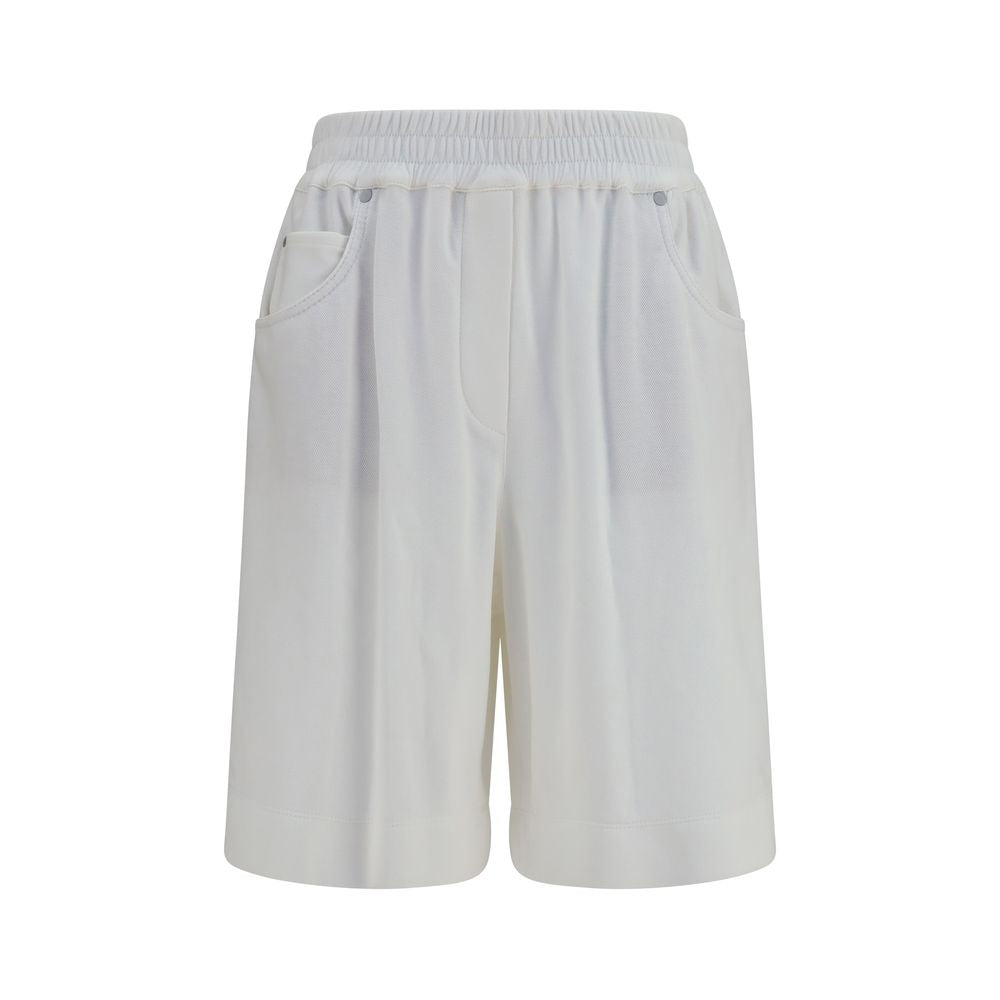 Brunello Cucinelli White Cotton Bermuda Shorts - Timeless Luxury