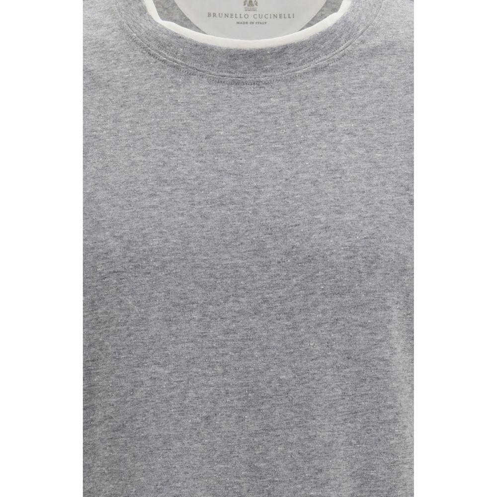 Elevate your wardrobe with the Brunello Cucinelli Gray Cotton T-Shirt, a luxurious blend of comfort and sophistication, perfect for the discerning individual.