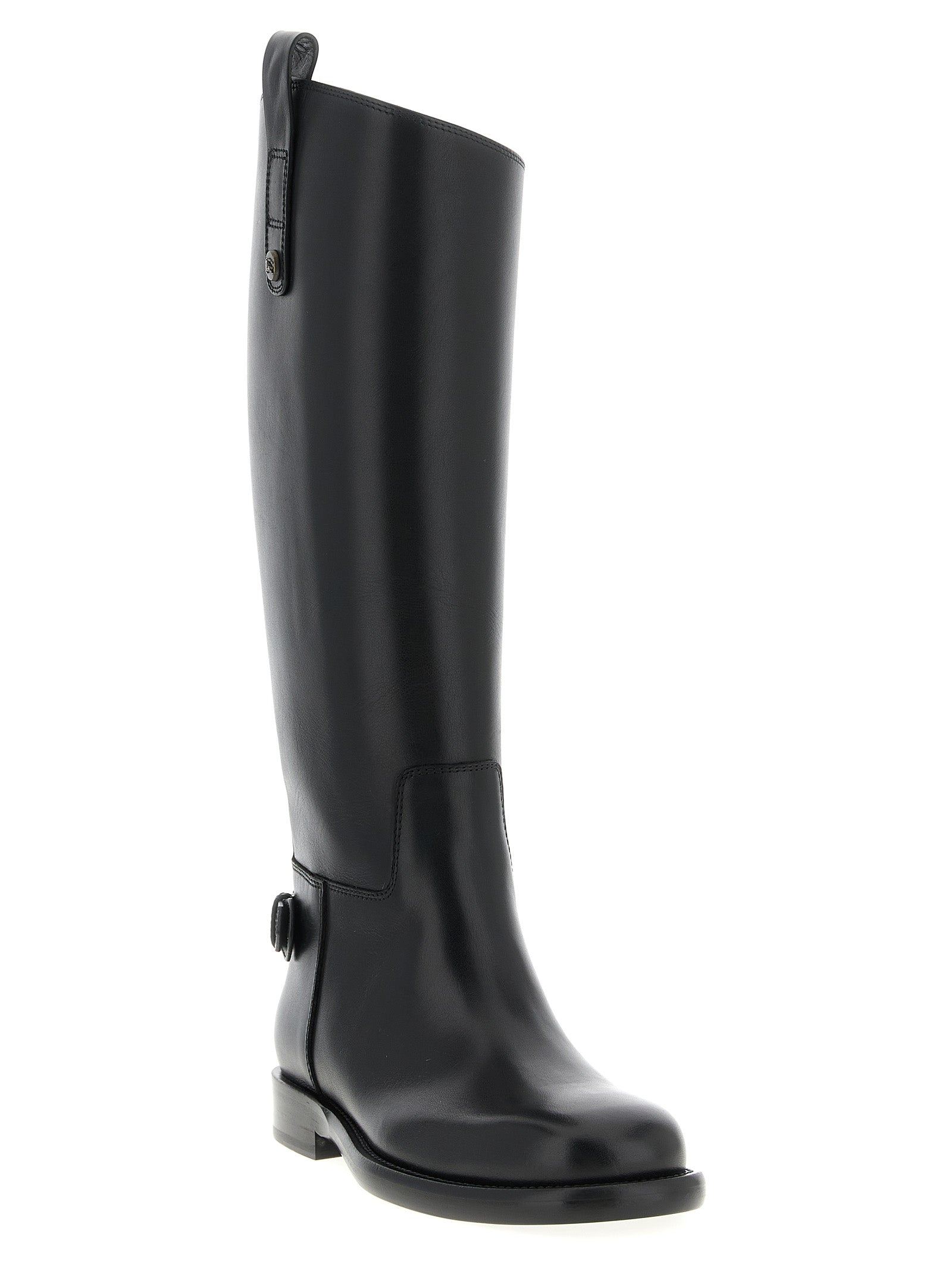 Burberry Black Calfskin Over The Knee Boots - Timeless Luxury