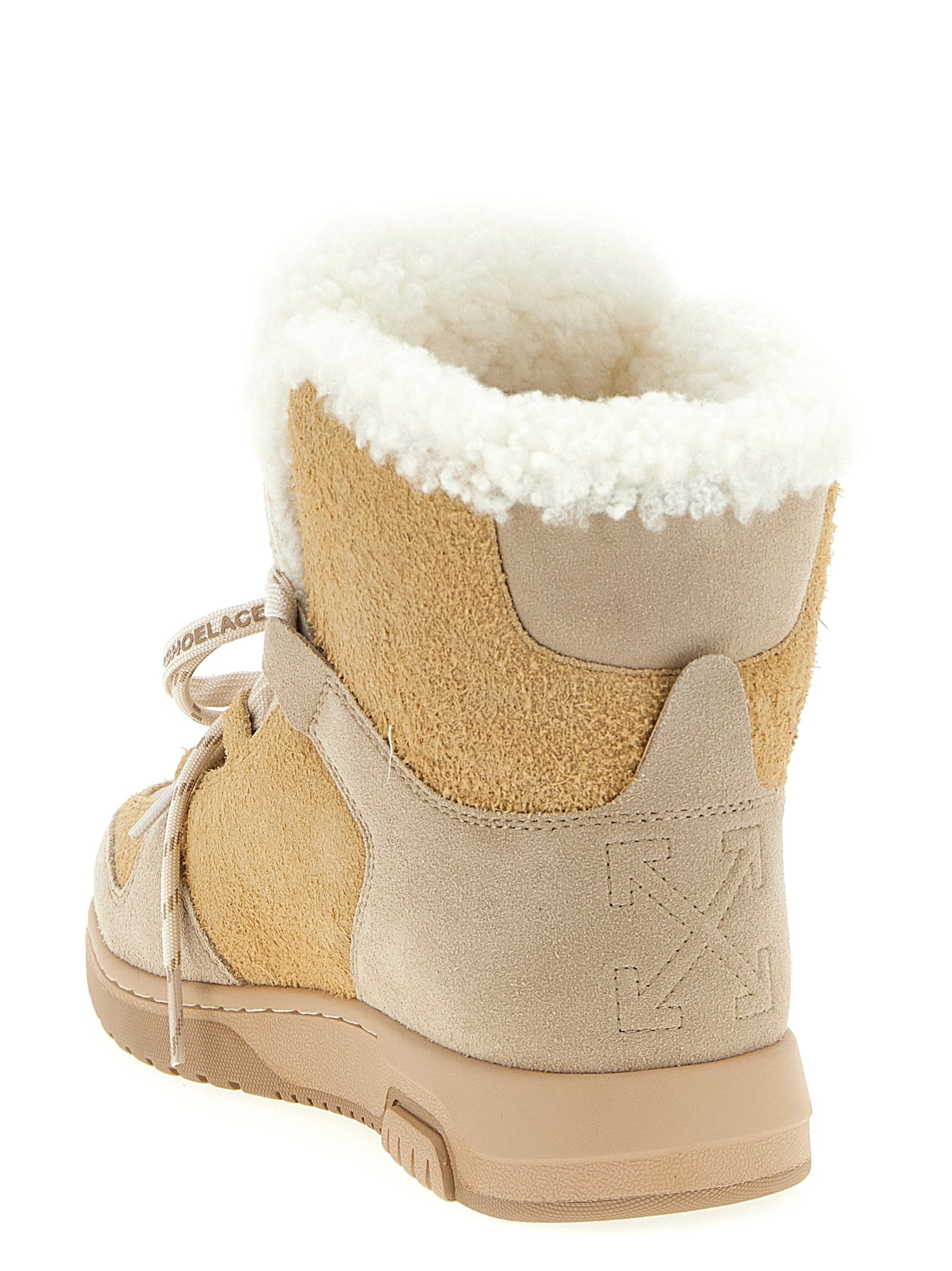 Off-White Beige Calfskin Ankle Boots - Luxury Winter Elegance