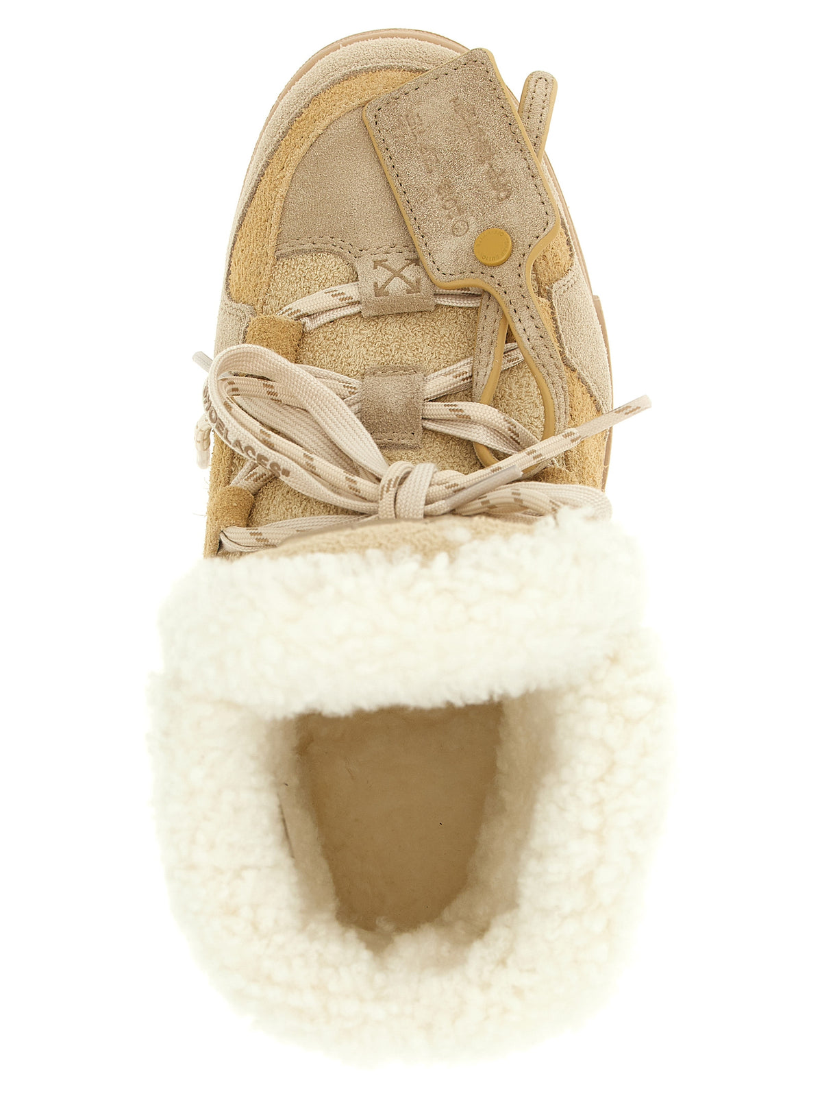 Off-White Beige Calfskin Ankle Boots - Luxury Winter Elegance