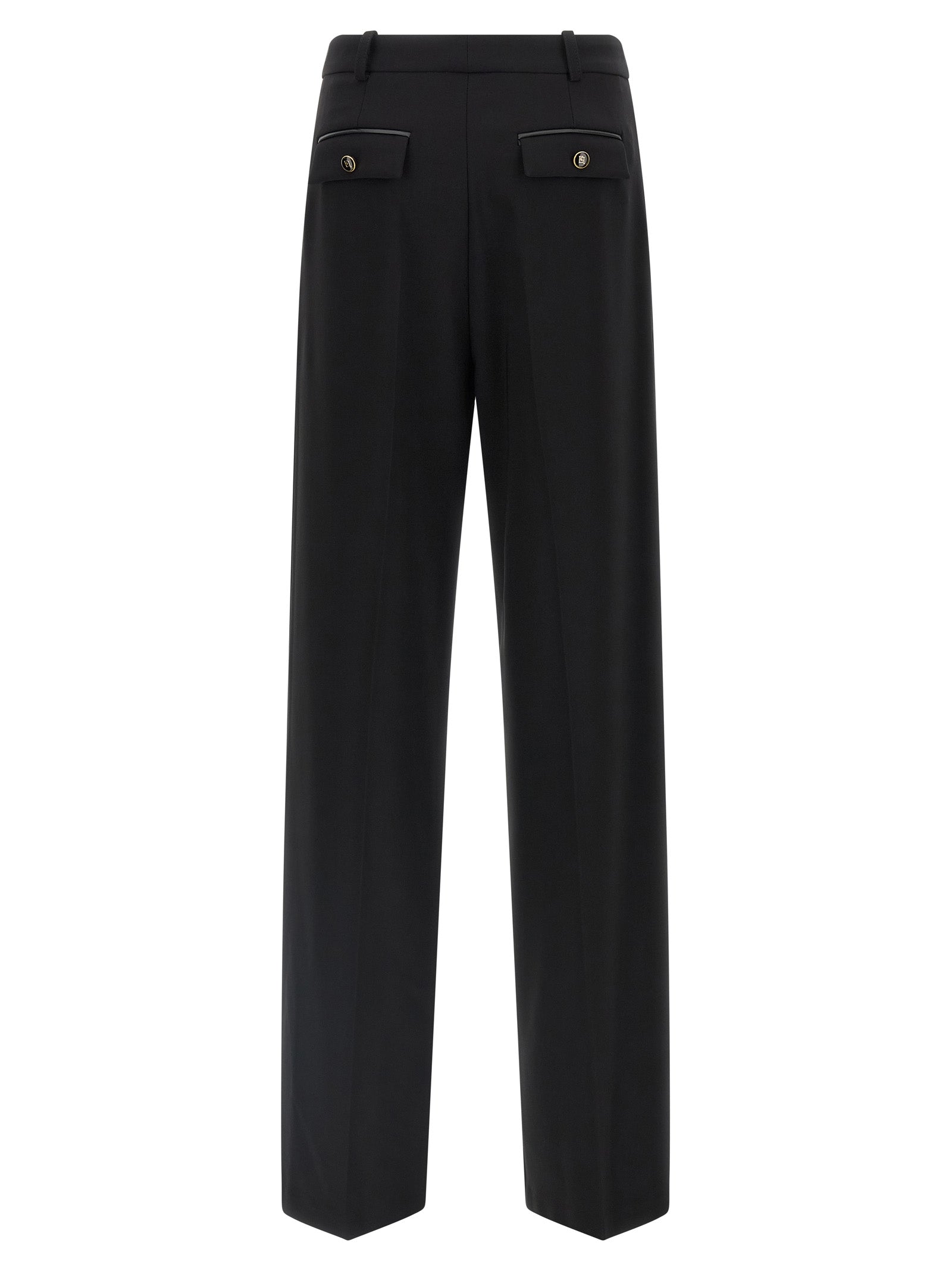 Elisabetta Franchi Black Wide-Leg Casual Pants - Luxury Elegance