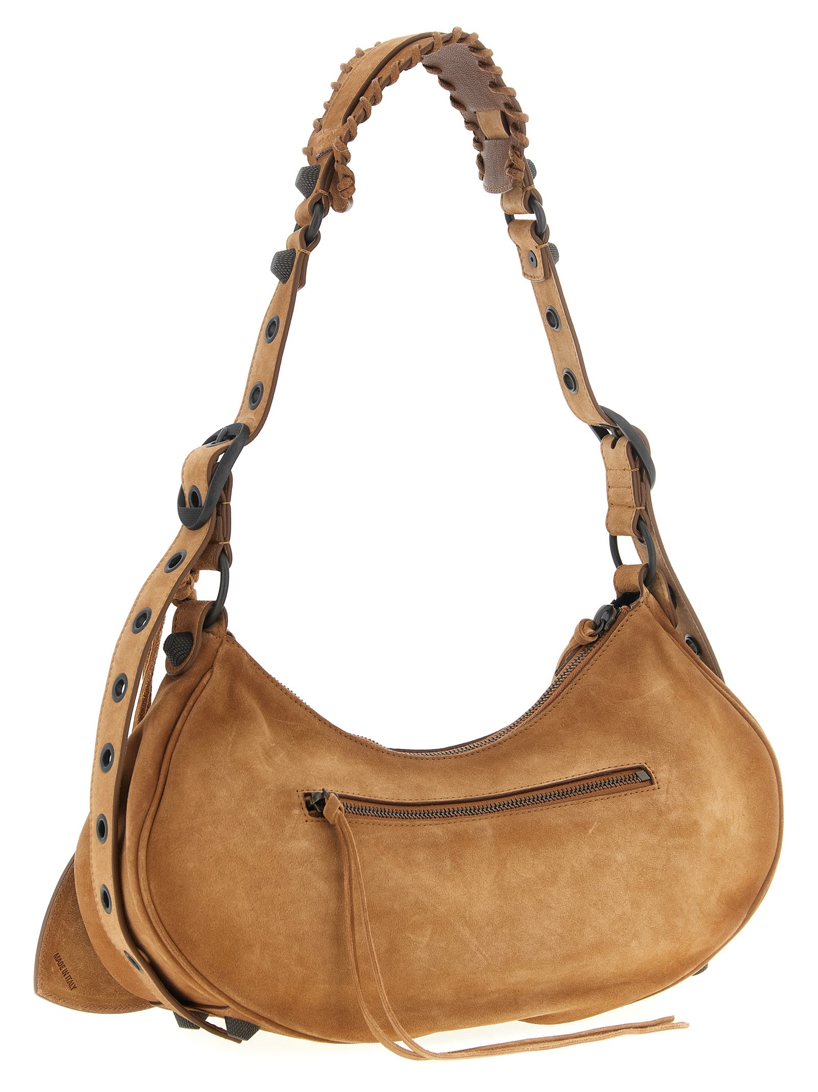 Elevate your style with the Balenciaga Brown Calfskin Shoulder Bag, a masterpiece of Italian craftsmanship, blending luxurious suede and exquisite details for timeless allure.