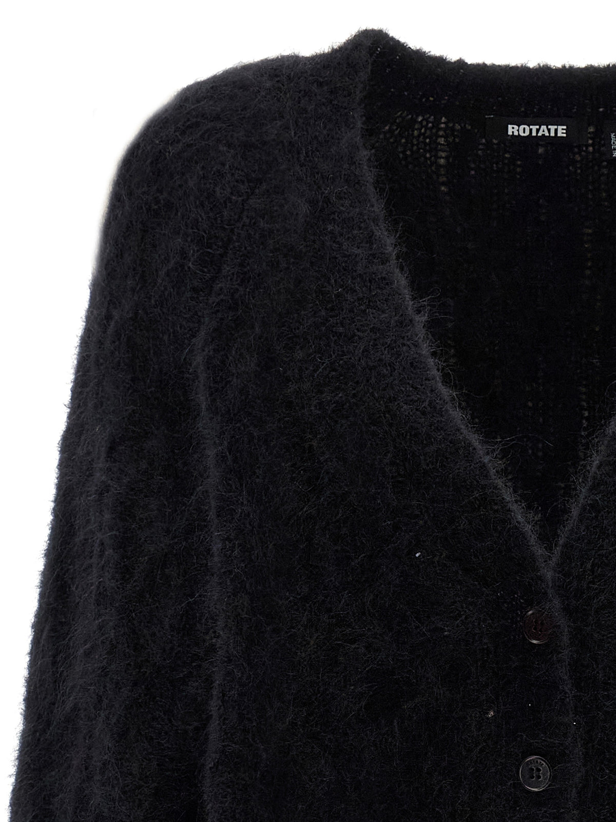 ROTATE BIRGER CHRISTENSEN Fluffy Knit Black Cardigan Elegance