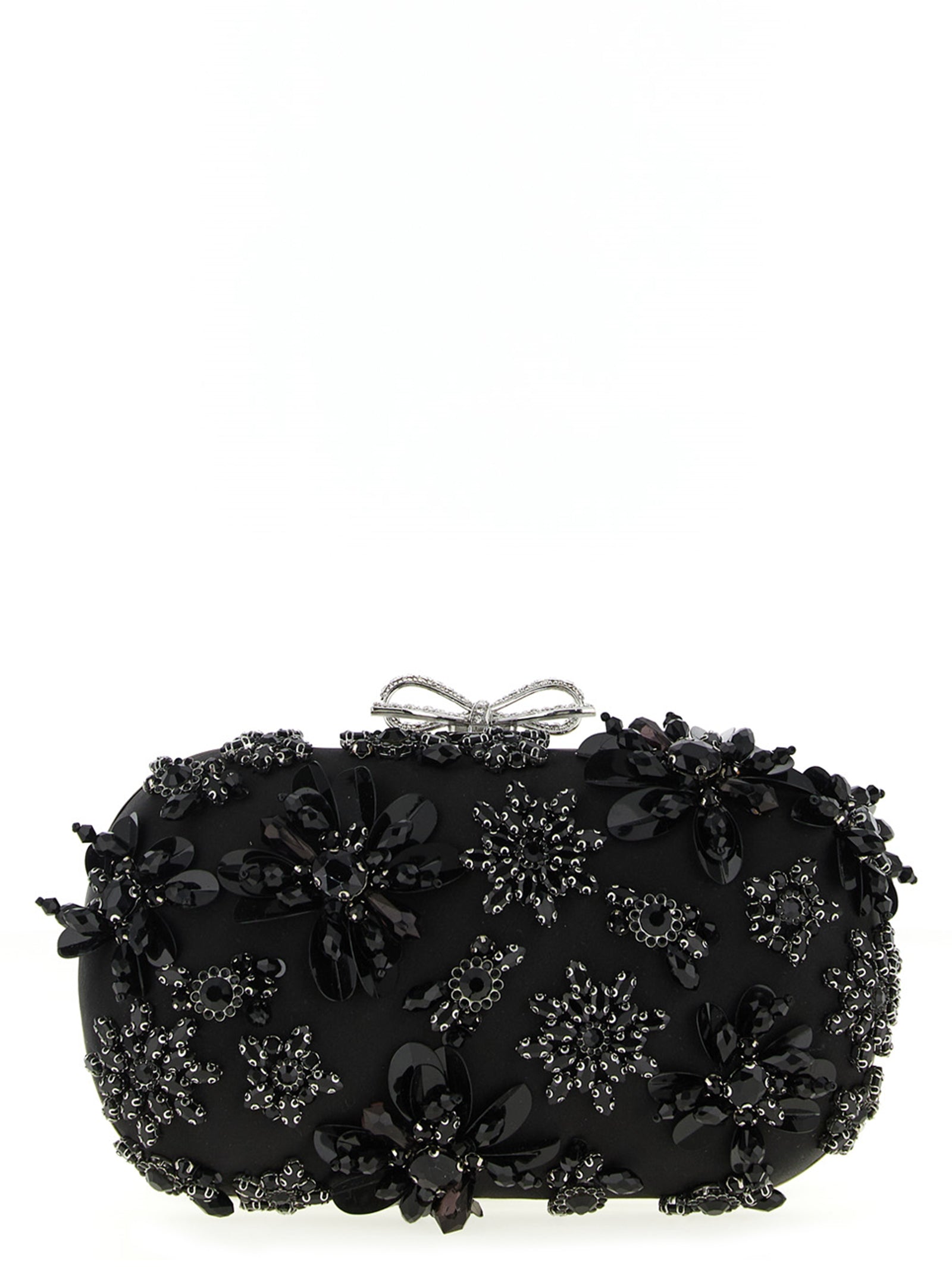 Self-Portrait Black Polyester Clutch Bag - Exquisite Floral Elegance