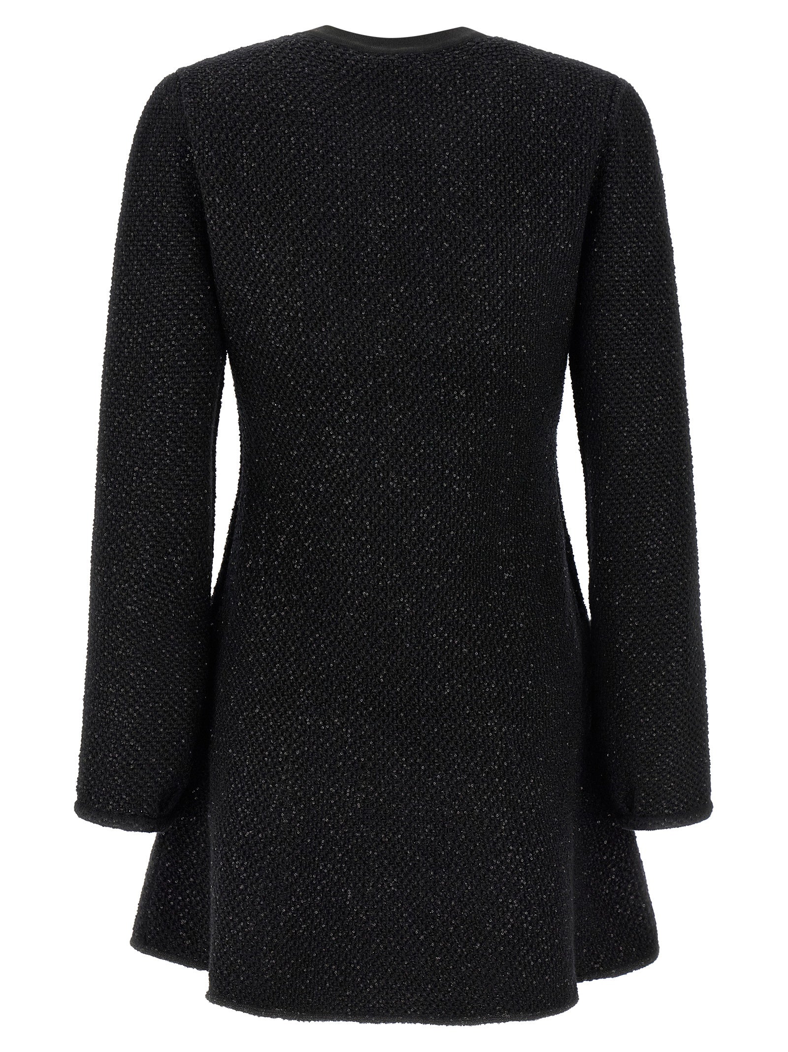 Elevate your wardrobe with the Self-Portrait Black Sequin Knit Mini Dress, a masterpiece of luxury craftsmanship, designed to embody elegance and allure for any occasion.