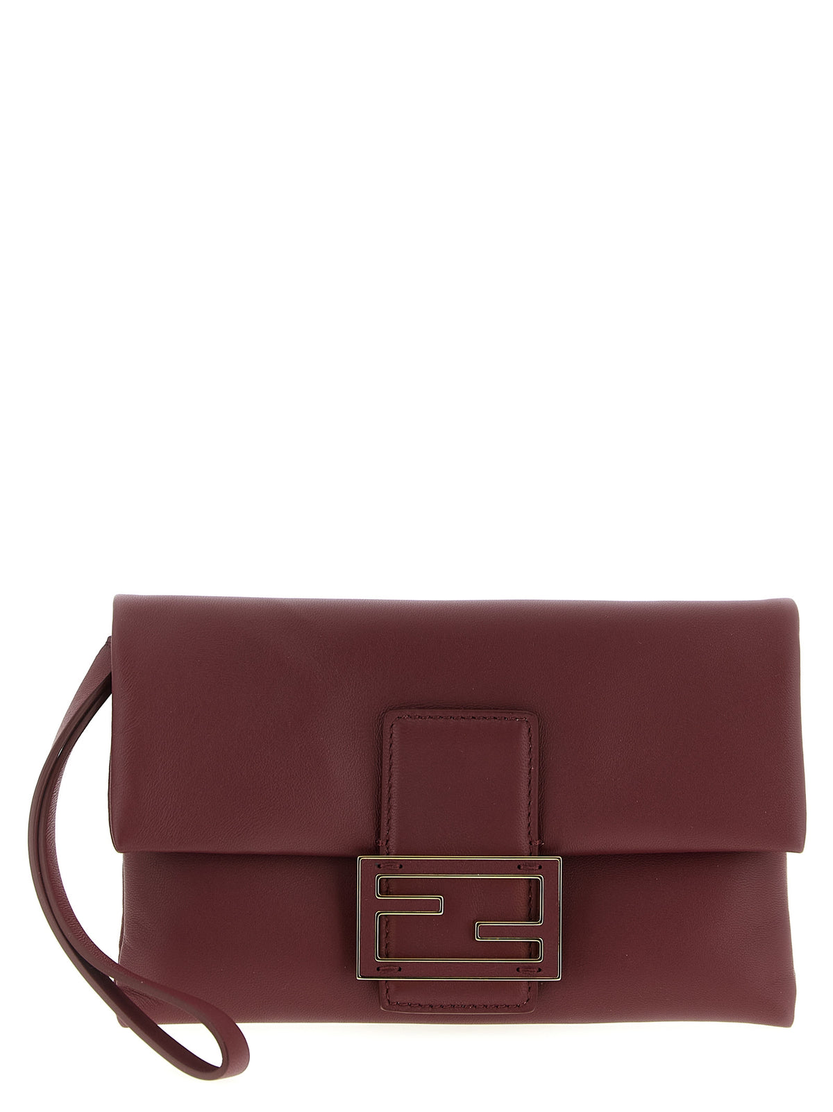 Discover the Fendi Bordeaux Lamb Leather Clutch Bag, a masterpiece of Italian craftsmanship that embodies timeless elegance and sophistication for the discerning individual.