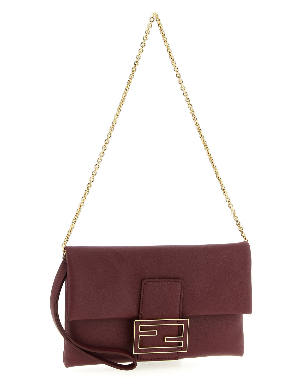 Experience the allure of the Fendi Bordeaux Lamb Leather Clutch Bag, a masterpiece of Italian craftsmanship that embodies timeless elegance and sophistication for any occasion.
