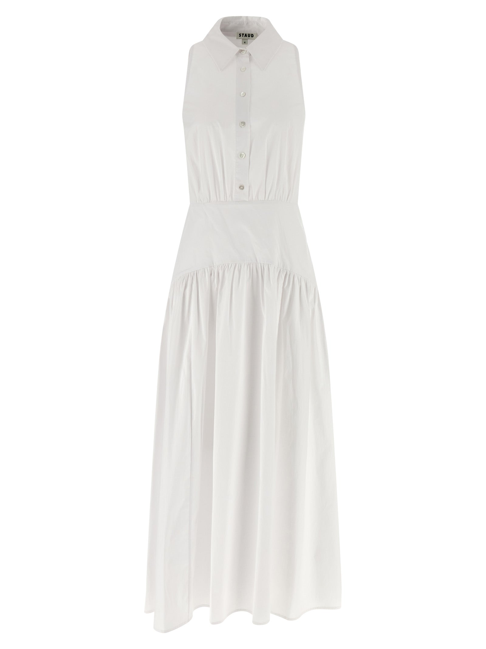 Staud White Cotton Midi Dress - Timeless Luxury Redefined
