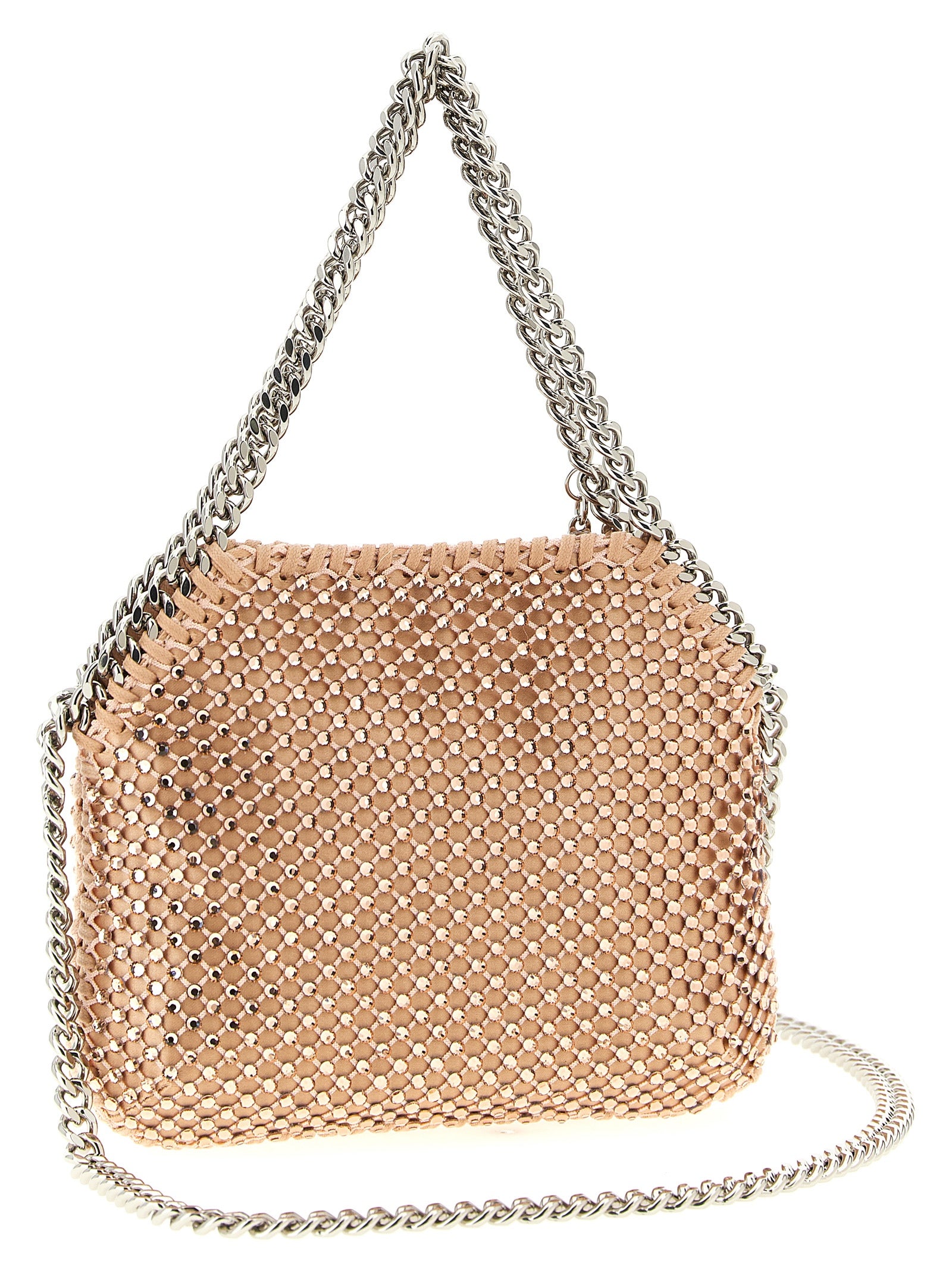 Elevate your style with the Stella McCartney Multicolor Polyamide Handbag from the Falabella Nano collection, where sustainable luxury meets exquisite craftsmanship in a captivating pink hue.