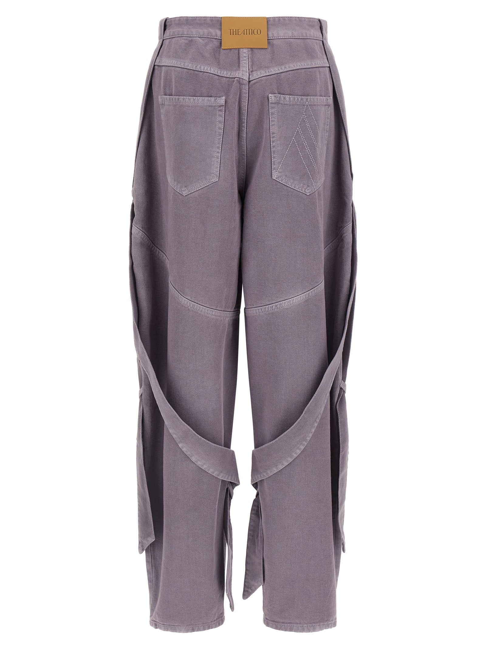 The Attico Purple Cotton Cargo Pants - Luxury Fashion Statement