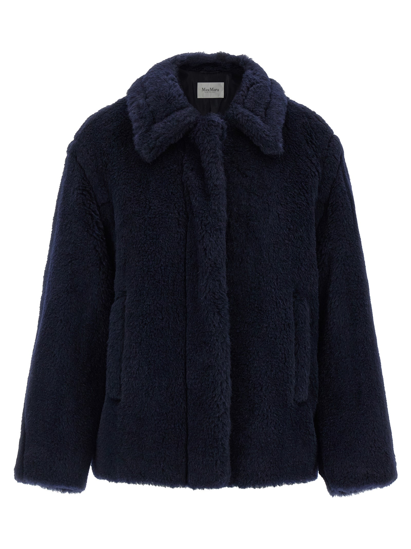 Max Mara Blue Alpaca Leather Coat - Timeless Elegance in Luxury