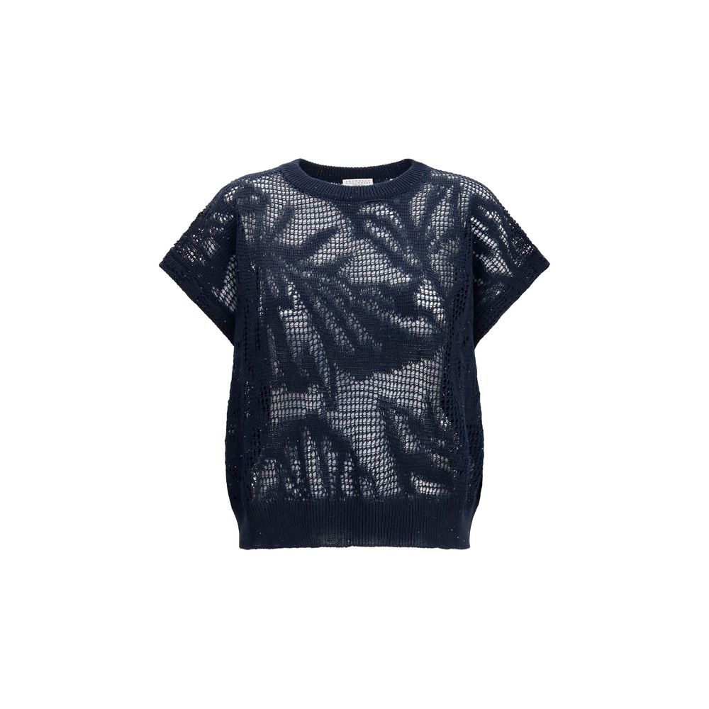 Brunello Cucinelli Blue Linen T-Shirt - Effortless Luxury Elegance