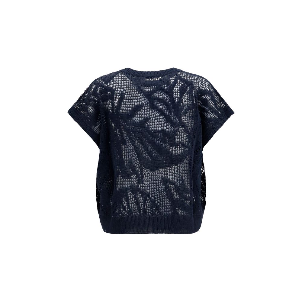 Brunello Cucinelli Blue Linen T-Shirt - Effortless Luxury Elegance