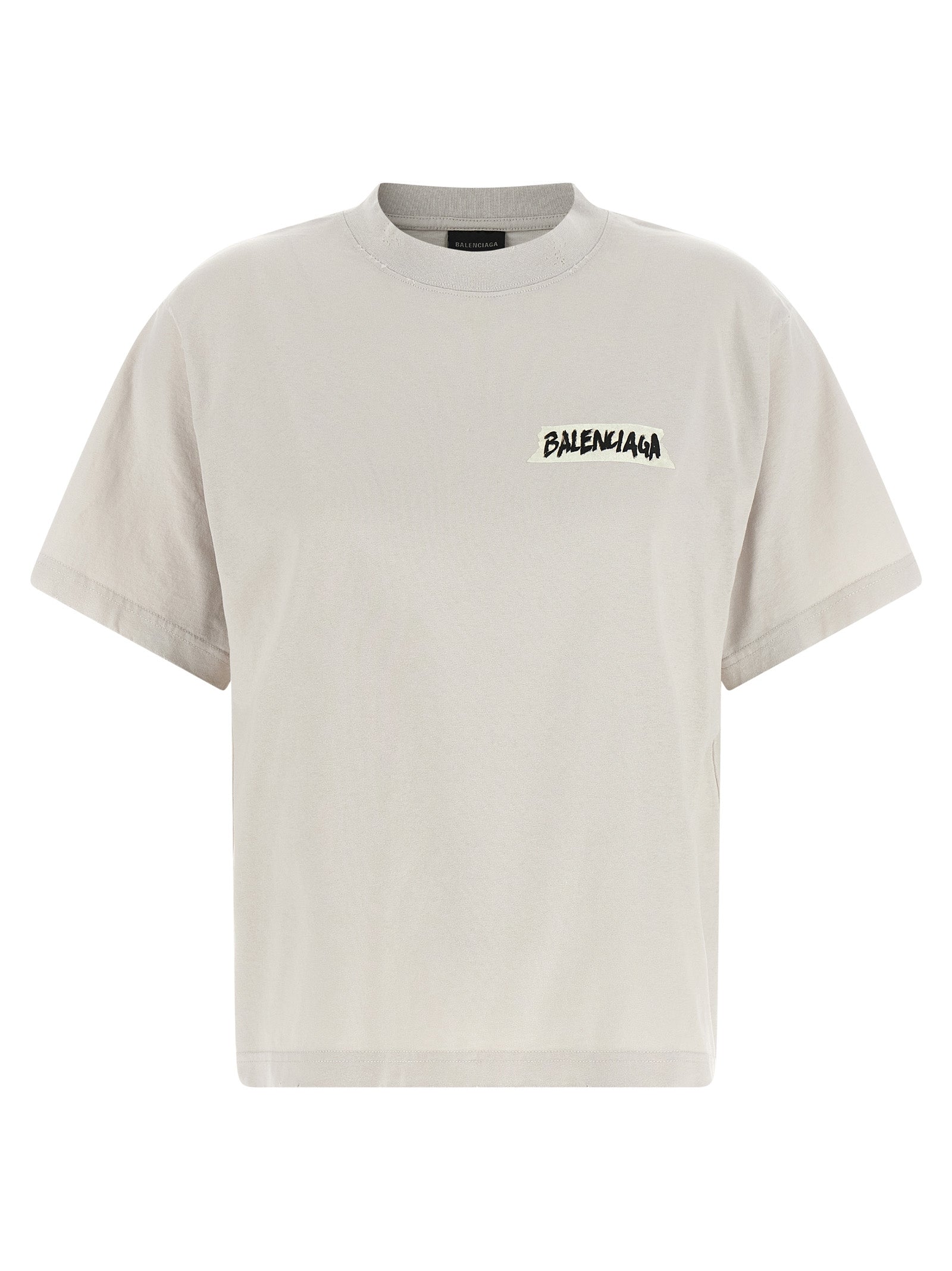 Elevate your wardrobe with the Balenciaga Gray Cotton T-Shirt, a luxurious blend of comfort and bold design, perfect for the discerning individual seeking effortless elegance.