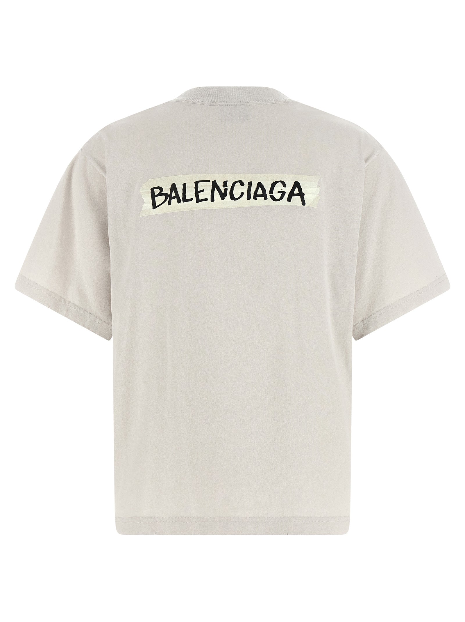 Indulge in the Balenciaga Gray Cotton T-Shirt, a luxurious blend of comfort and bold design, perfect for those who embody elegance and sophistication.