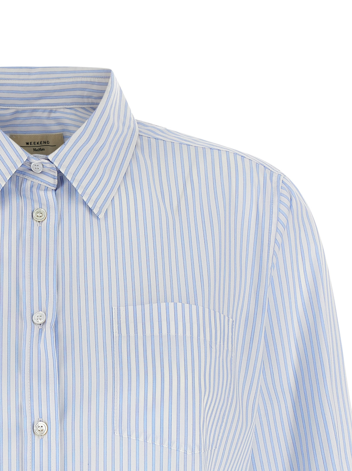 Max Mara Blue Cotton Blouse - Timeless Luxury in Striped Elegance