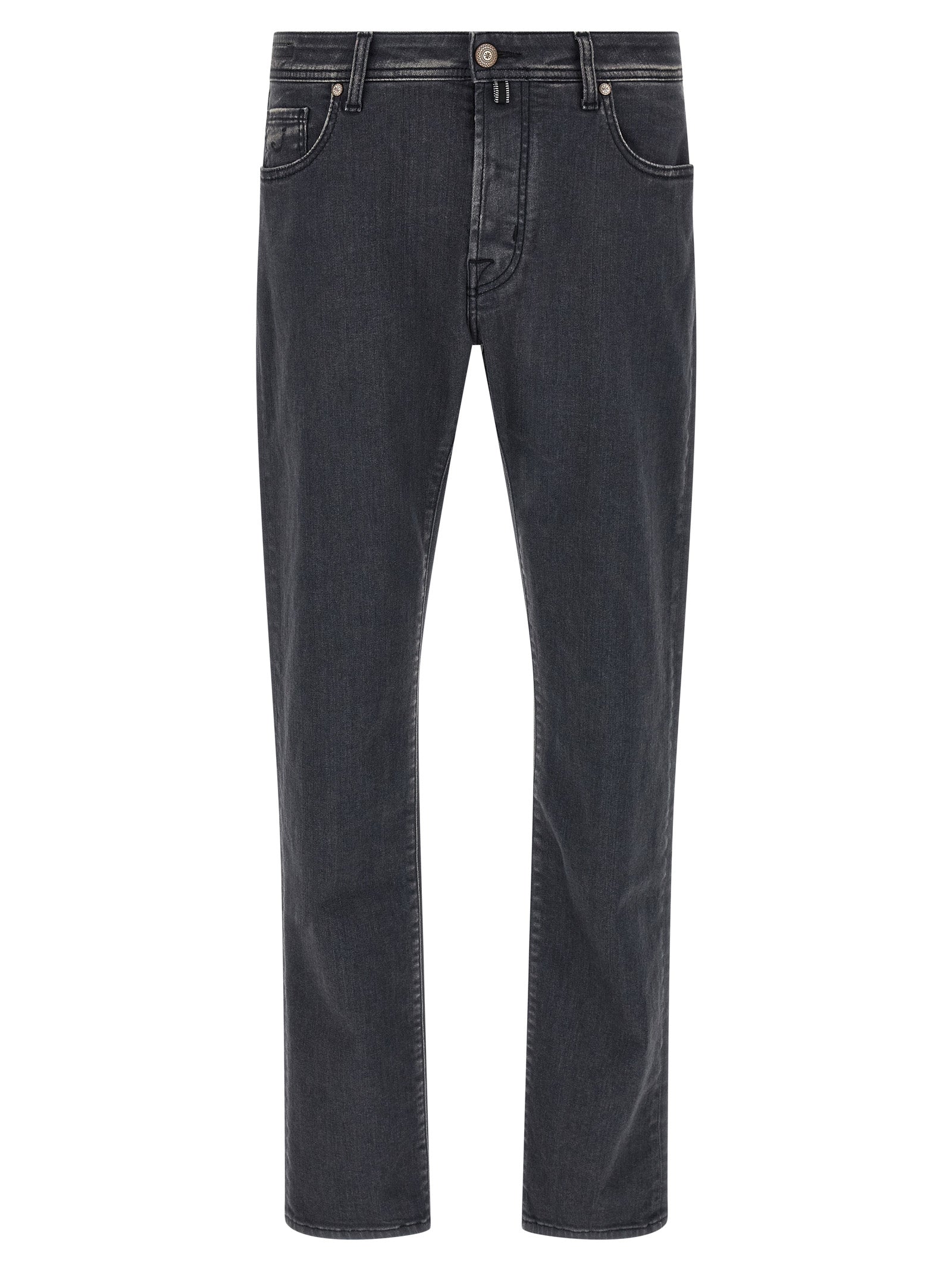 Discover the Jacob Cohen Gray Cotton Straight-Leg Jeans, where Italian craftsmanship meets luxurious comfort, embodying timeless elegance for the discerning individual.