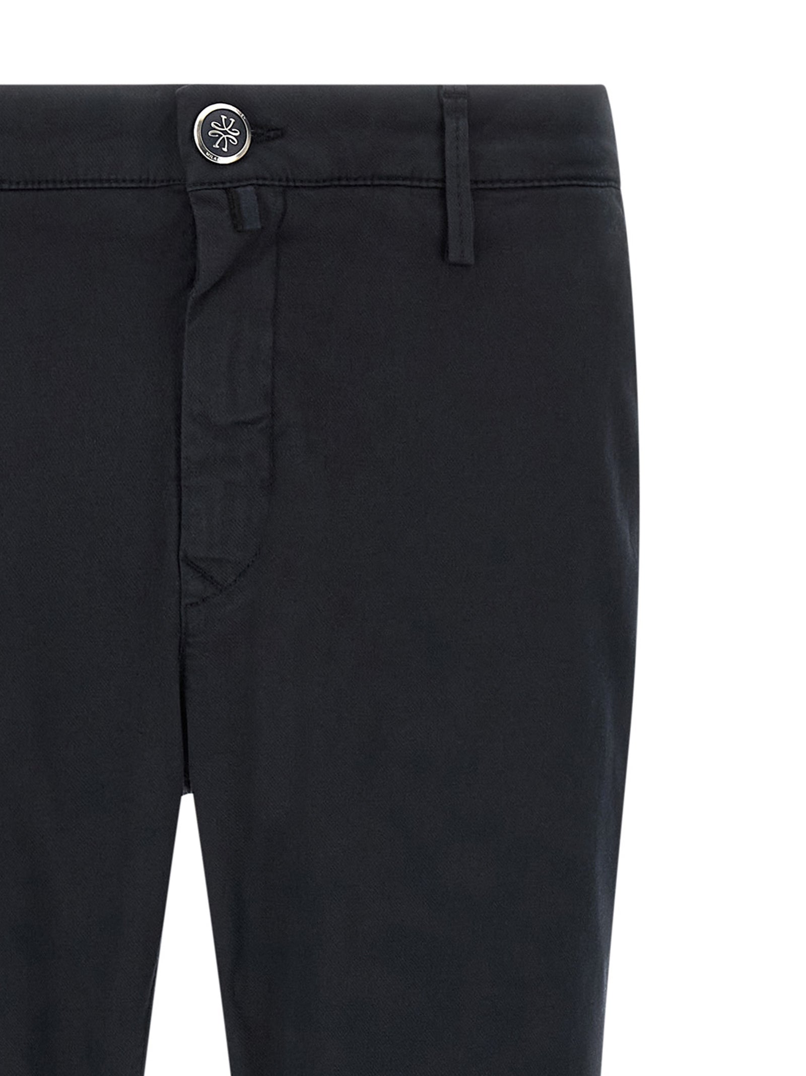 Indulge in the elegance of Jacob Cohen Blue Cotton Chino Pants, crafted in Italy with a luxurious blend for unmatched comfort and sophistication, perfect for the discerning individual.