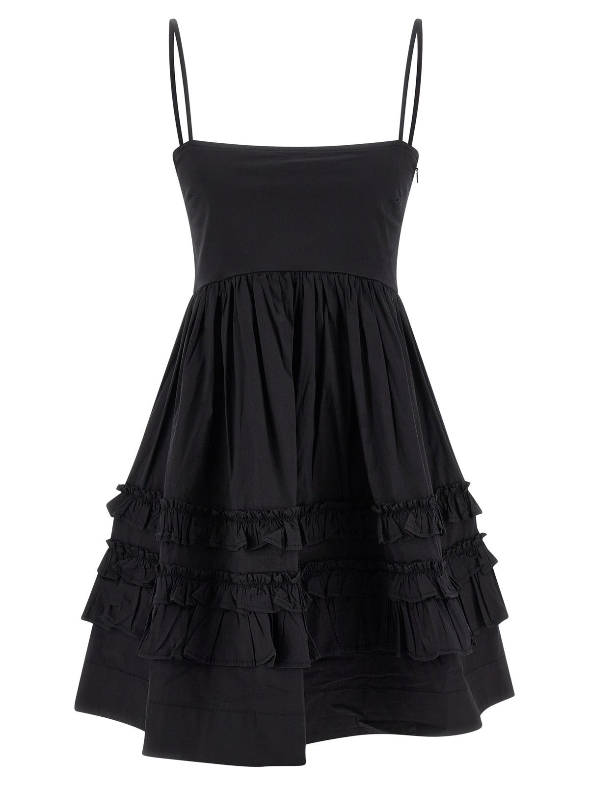 Ganni Black Cotton Mini Dress - Modern Elegance Redefined