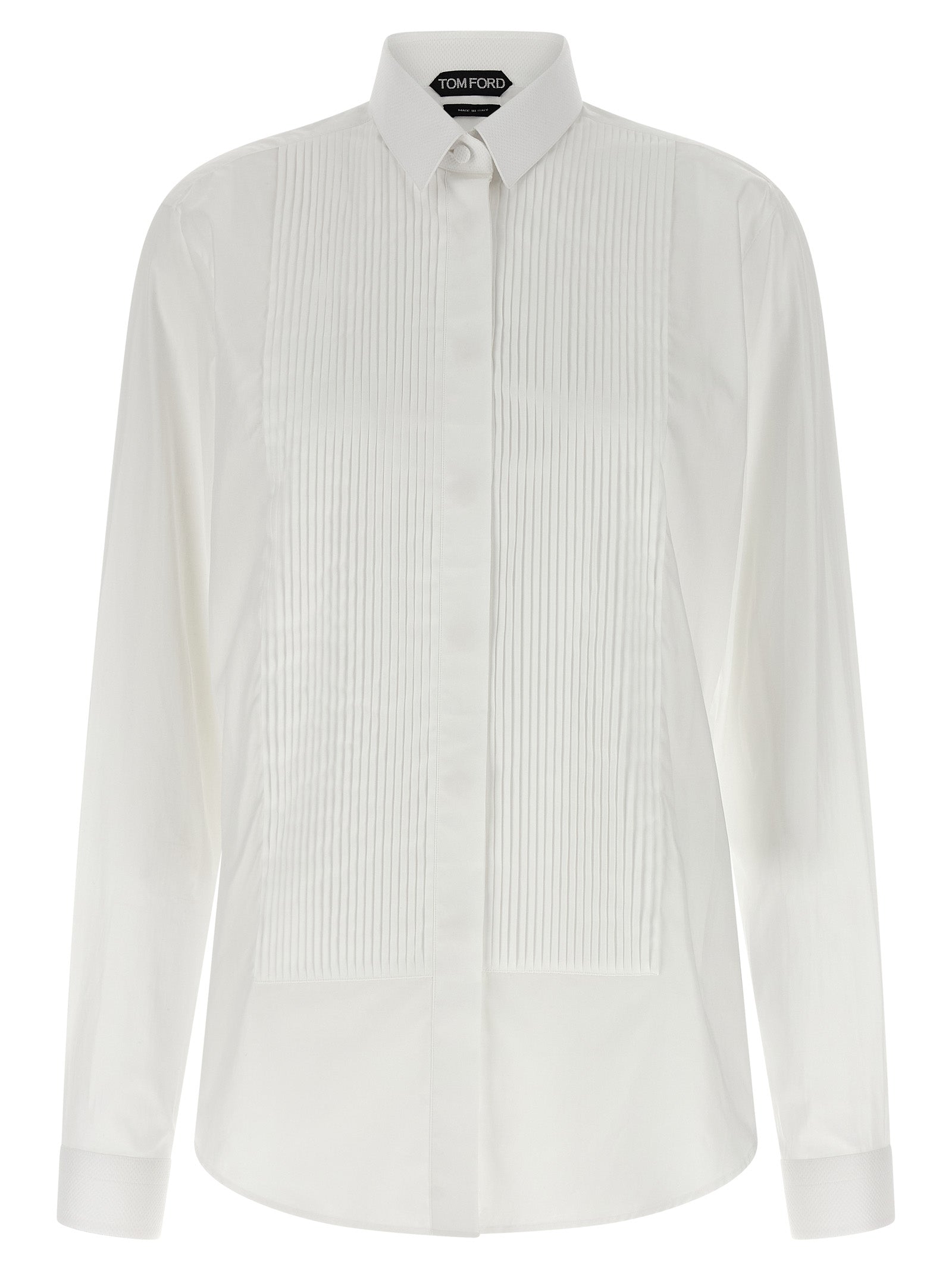 Discover the Tom Ford White Cotton Blouse, a timeless piece of exquisite craftsmanship in luxurious cotton, perfect for elevating any sophisticated wardrobe.