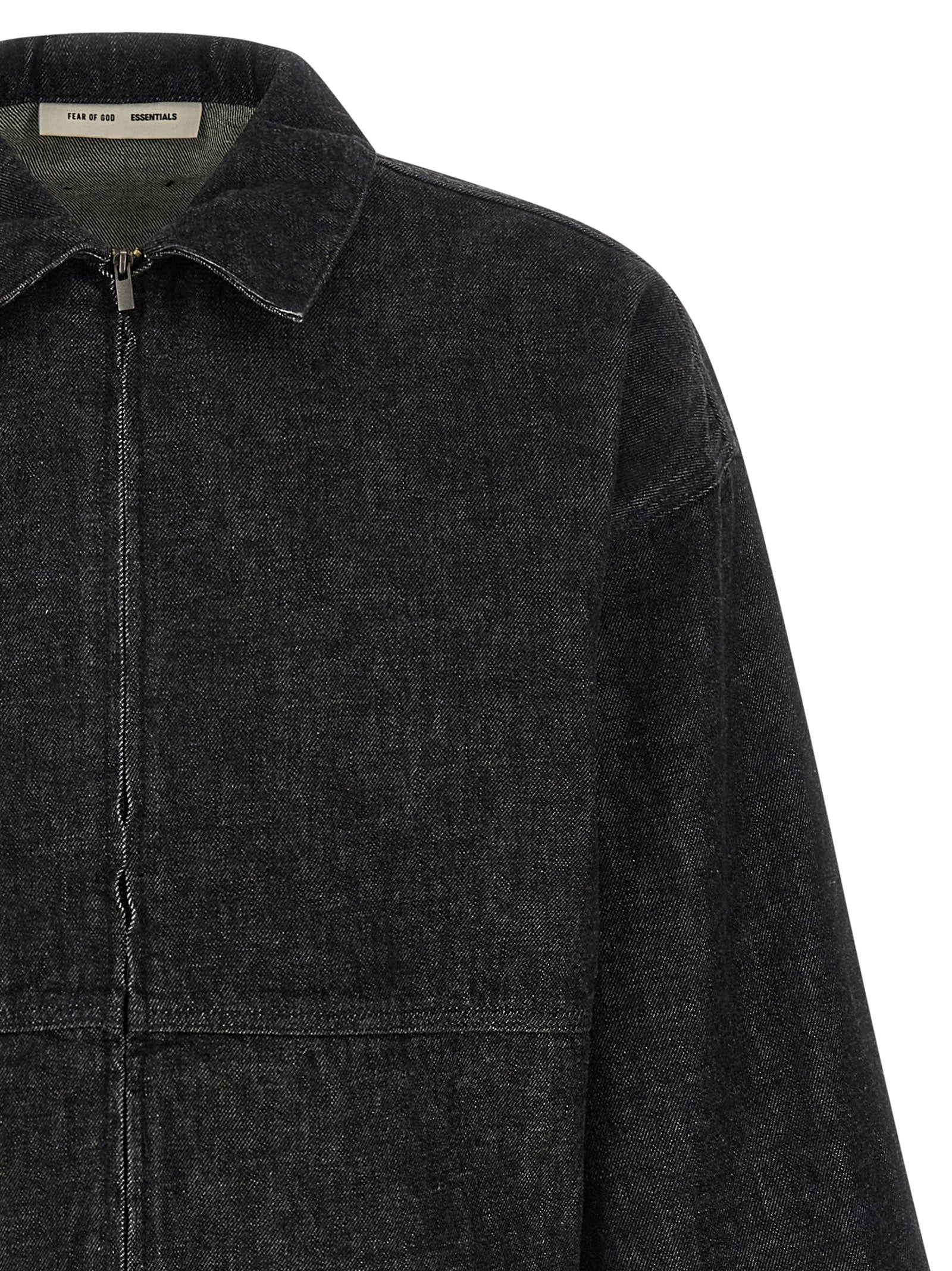 FEAR OF GOD ESSENTIAL Black Cotton Denim Jacket