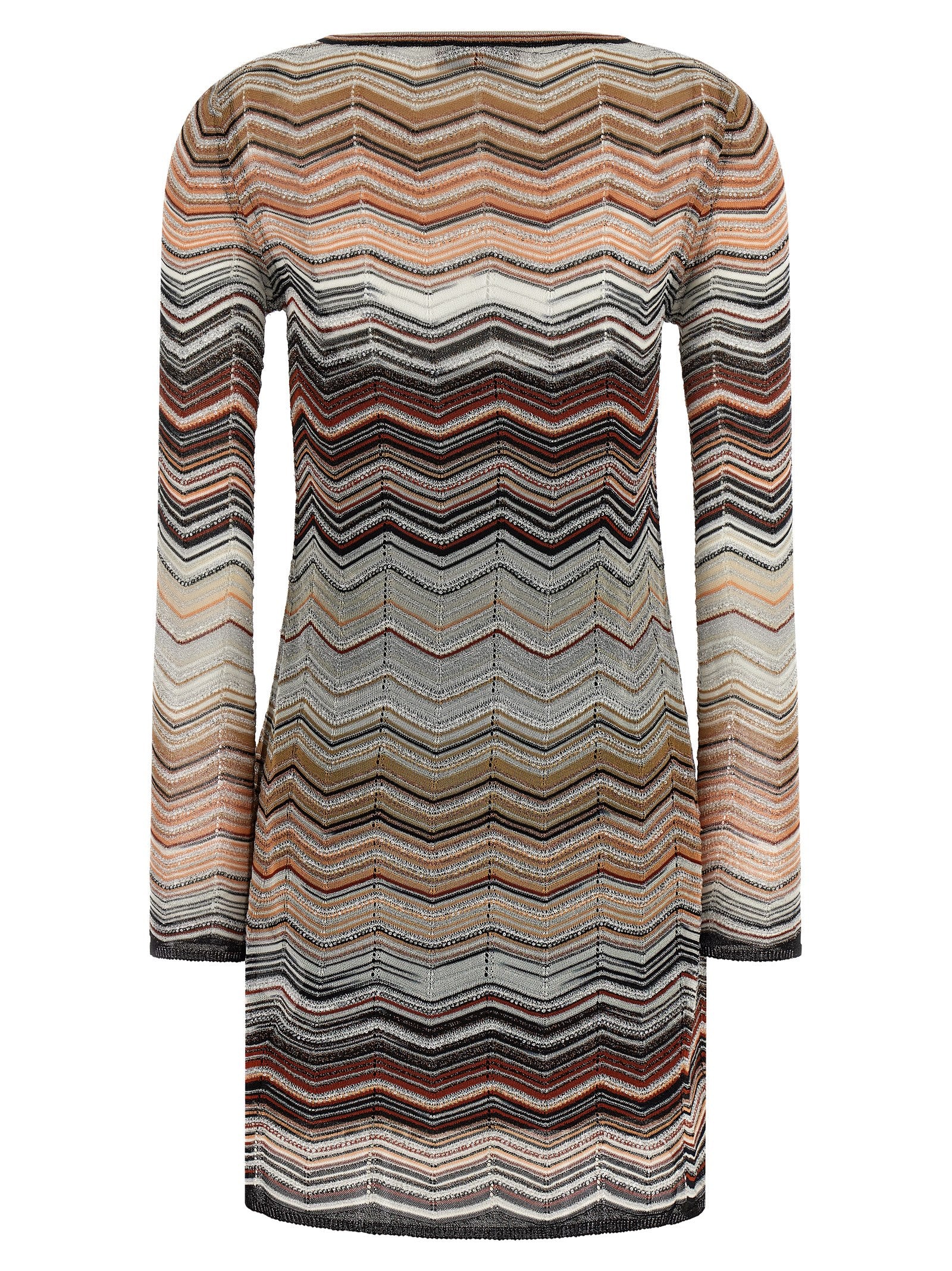 Discover the Missoni Brown Viscose Short Dress, a masterpiece of Italian craftsmanship adorned with sequins, embodying timeless elegance for unforgettable moments.