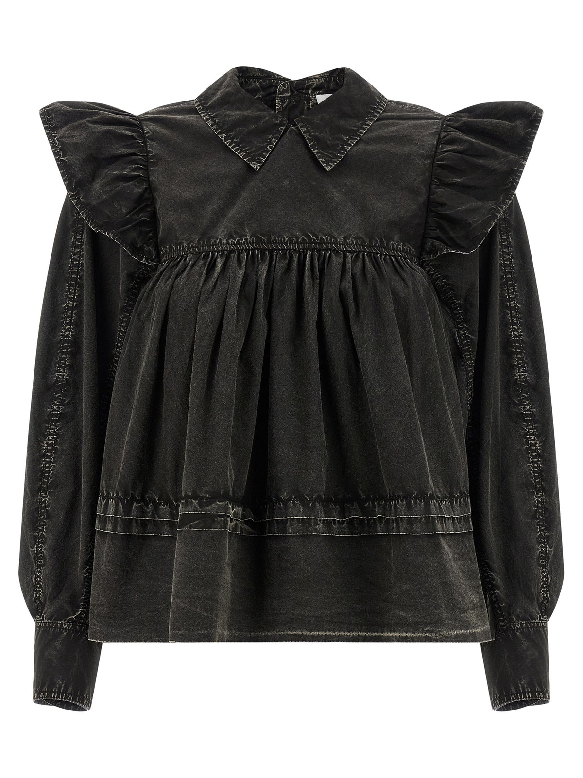 Ganni Black Organic Cotton Blouse - Sustainable Luxury Fashion