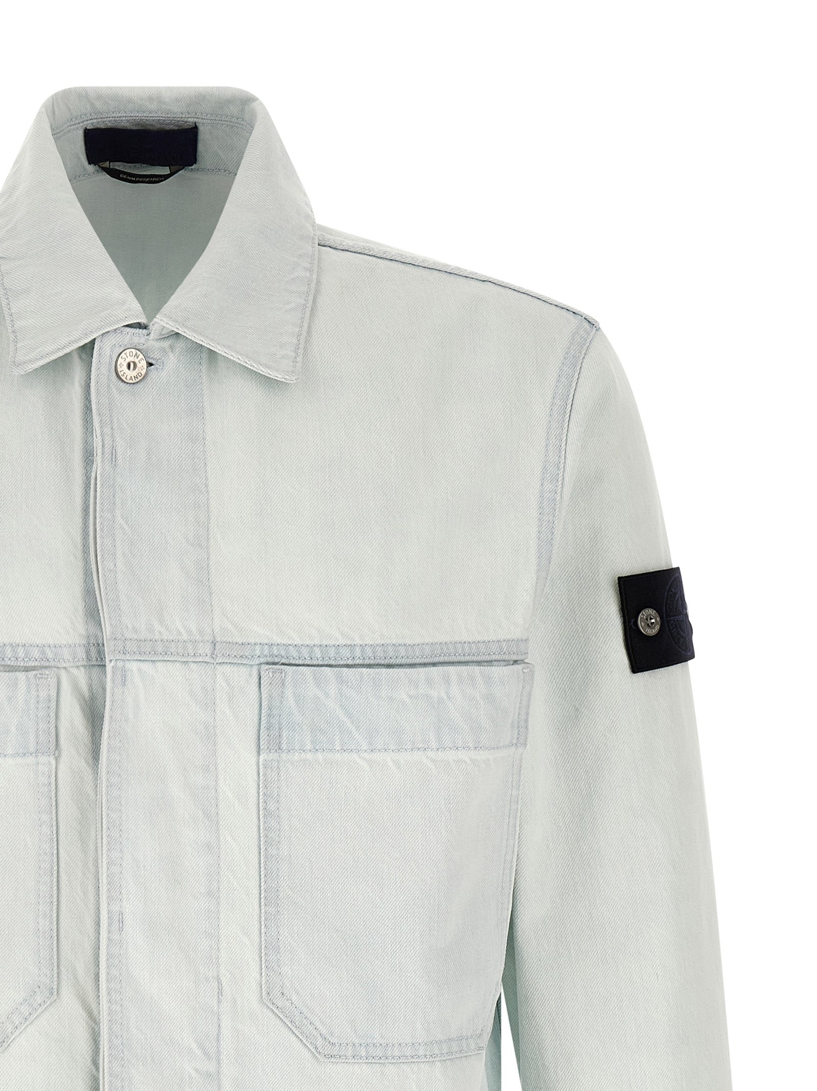 Stone Island Blue Cotton Denim Jacket
