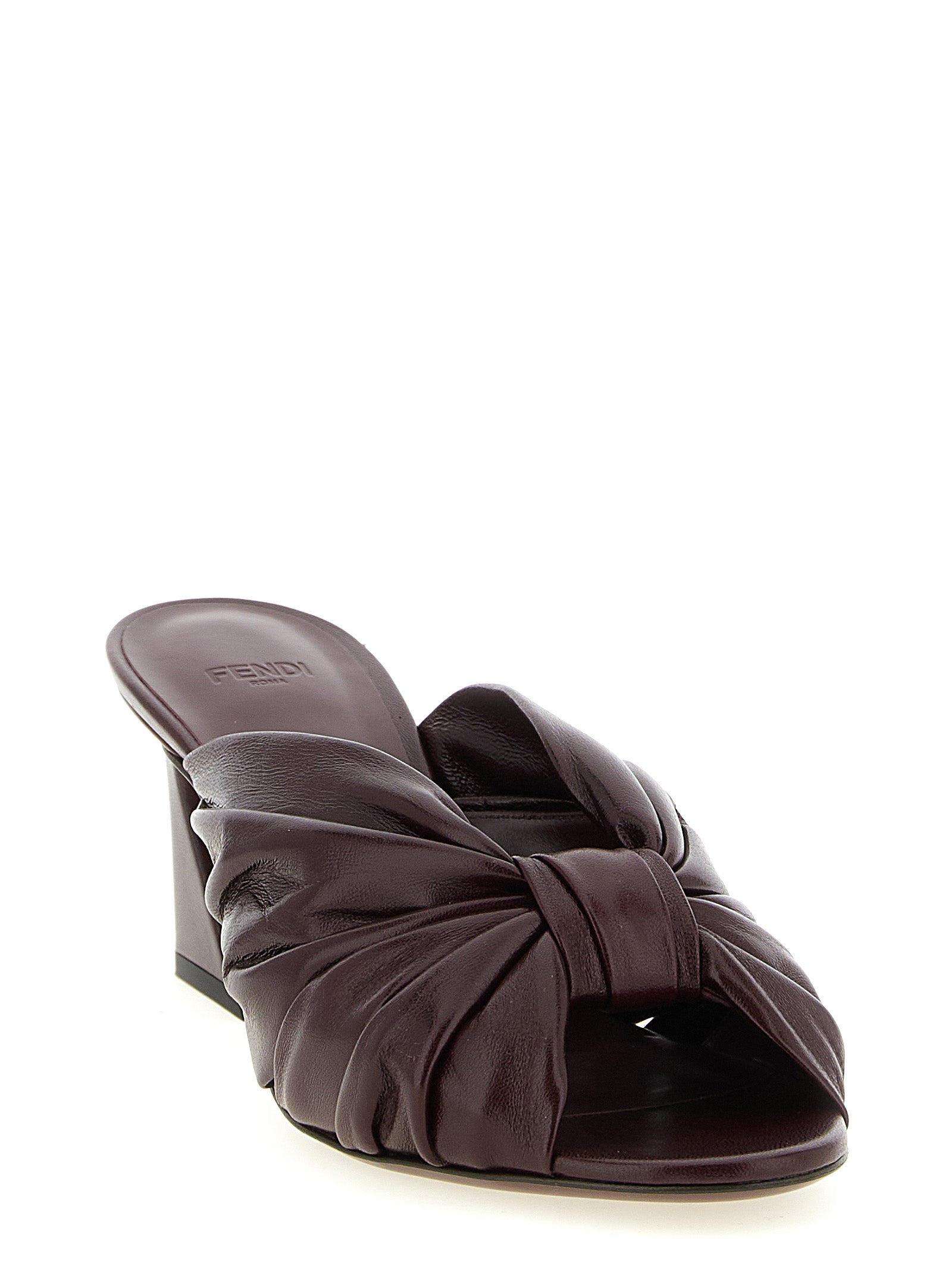 Fendi Bordeaux Lamb Leather Platform Sandals - Luxury Elegance