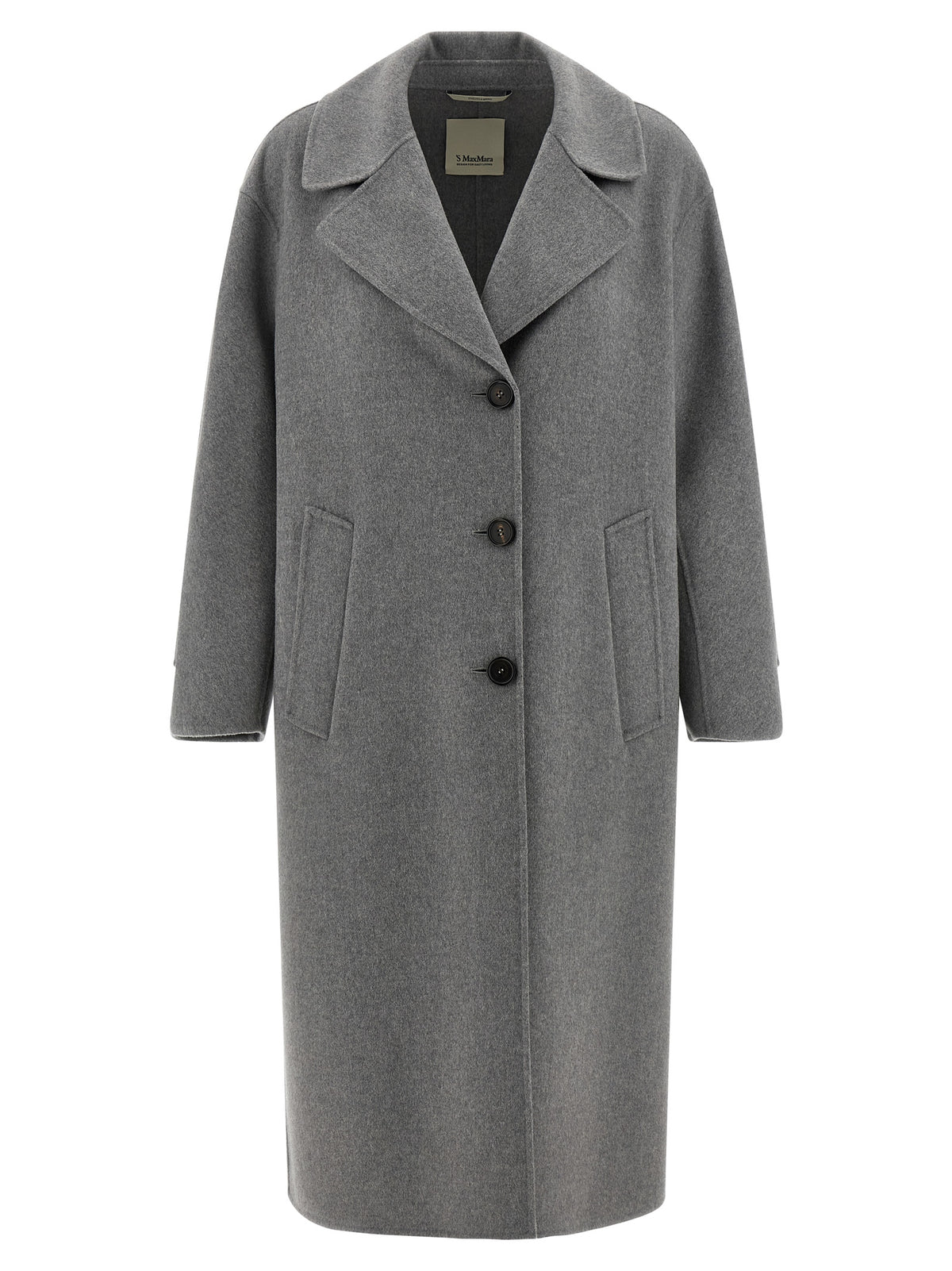 Indulge in the exquisite elegance of 'S Max Mara Gray Virgin Wool Coat, crafted from luxurious virgin wool, embodying timeless sophistication for the discerning individual.