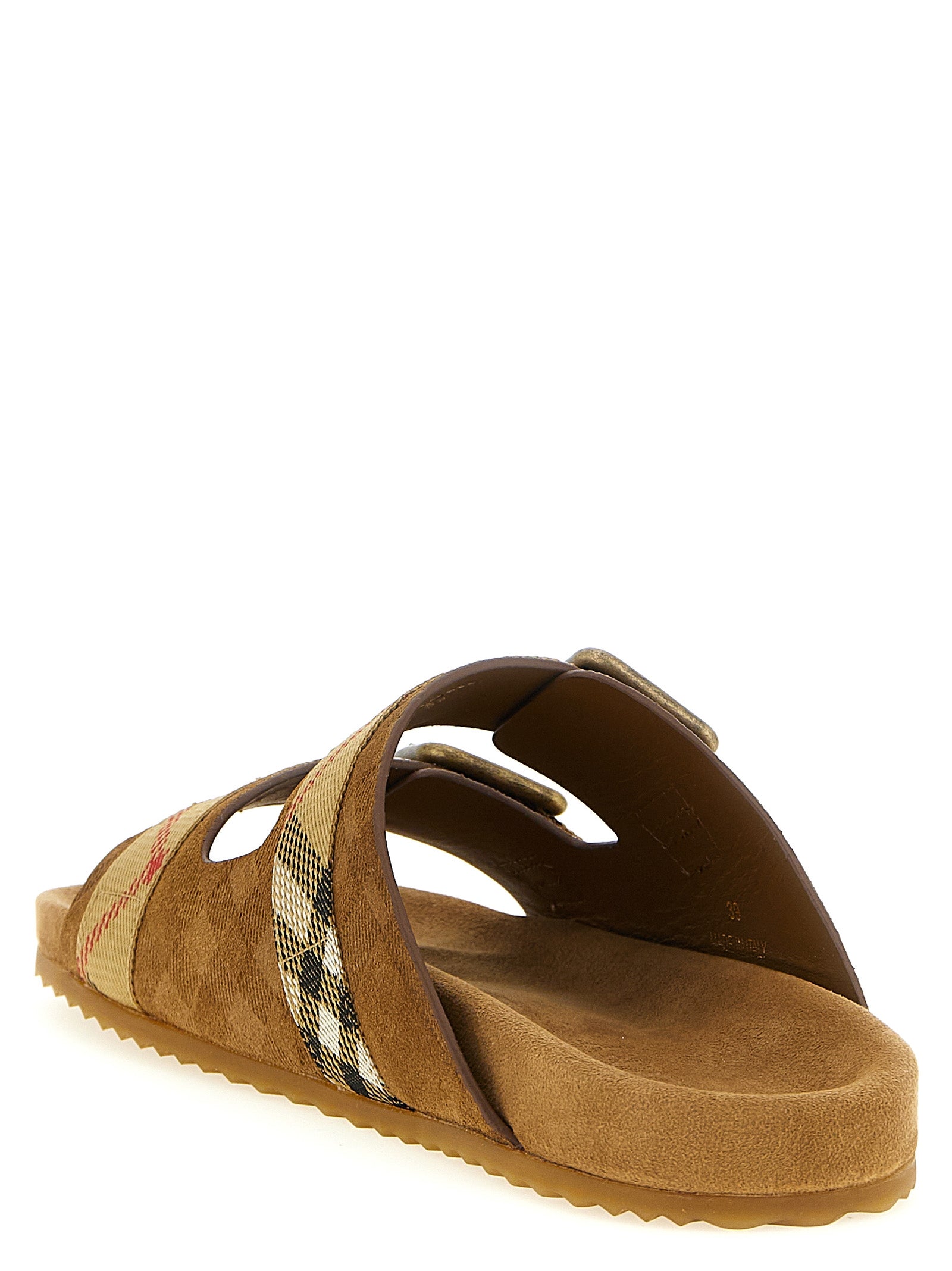 Burberry Brown Leather Slides