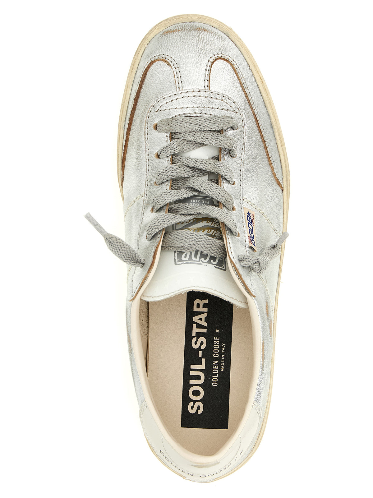 Golden Goose Silver Cowhide Low Top Sneakers - Elevate Elegance