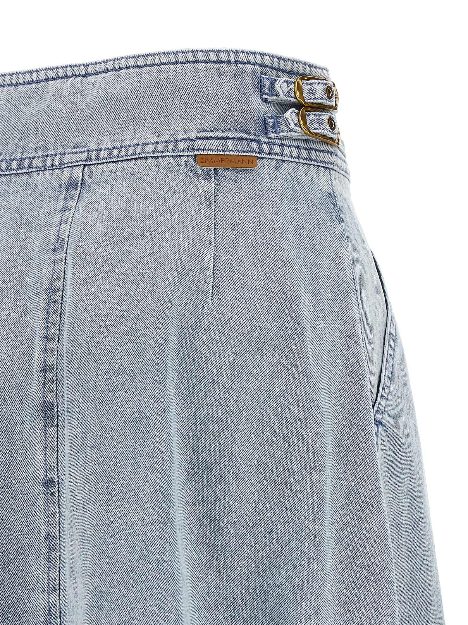 Zimmermann Blue Cotton Midi Skirt