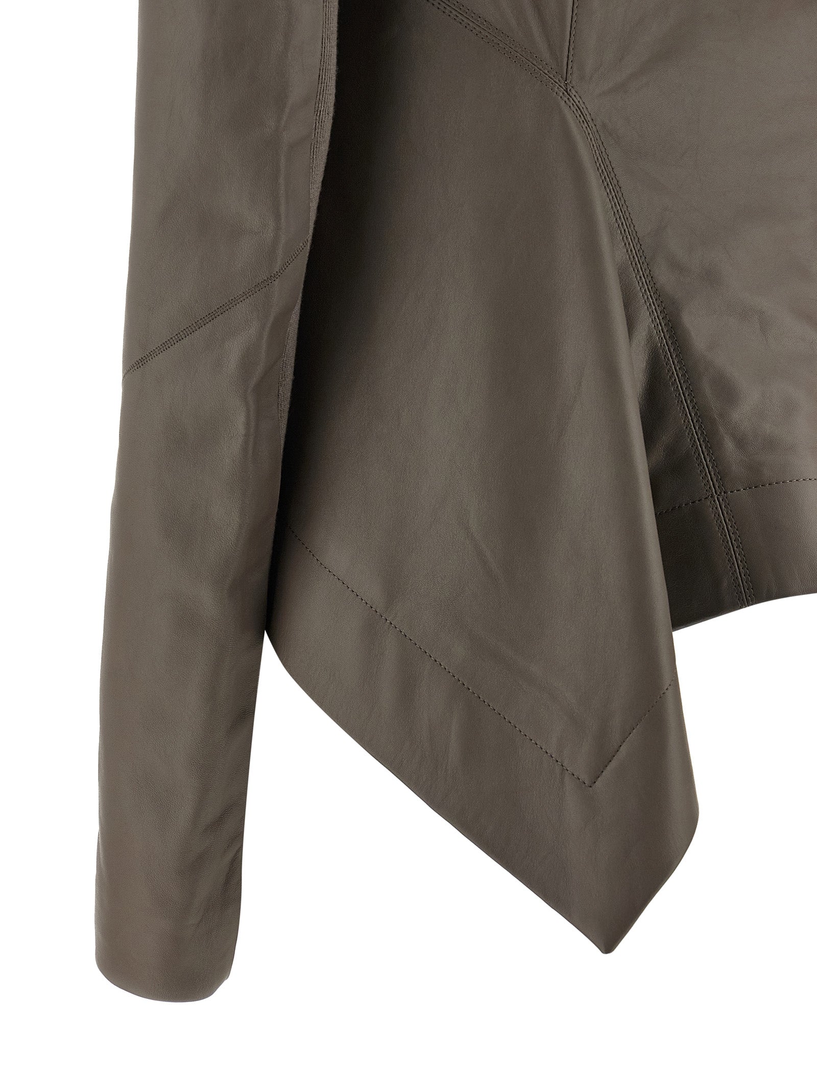 Rick Owens Gray Lamb Leather Leather Jacket