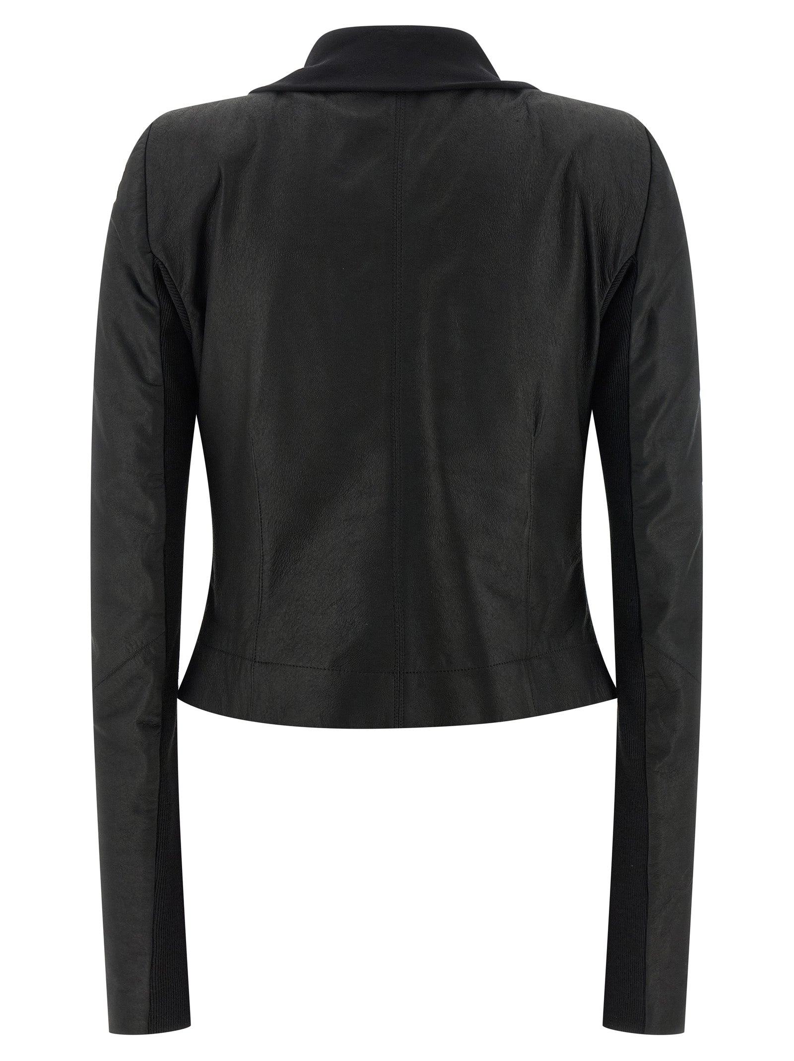 Rick Owens Black Lamb Leather Scarf Biker Jacket - Luxury Fashion