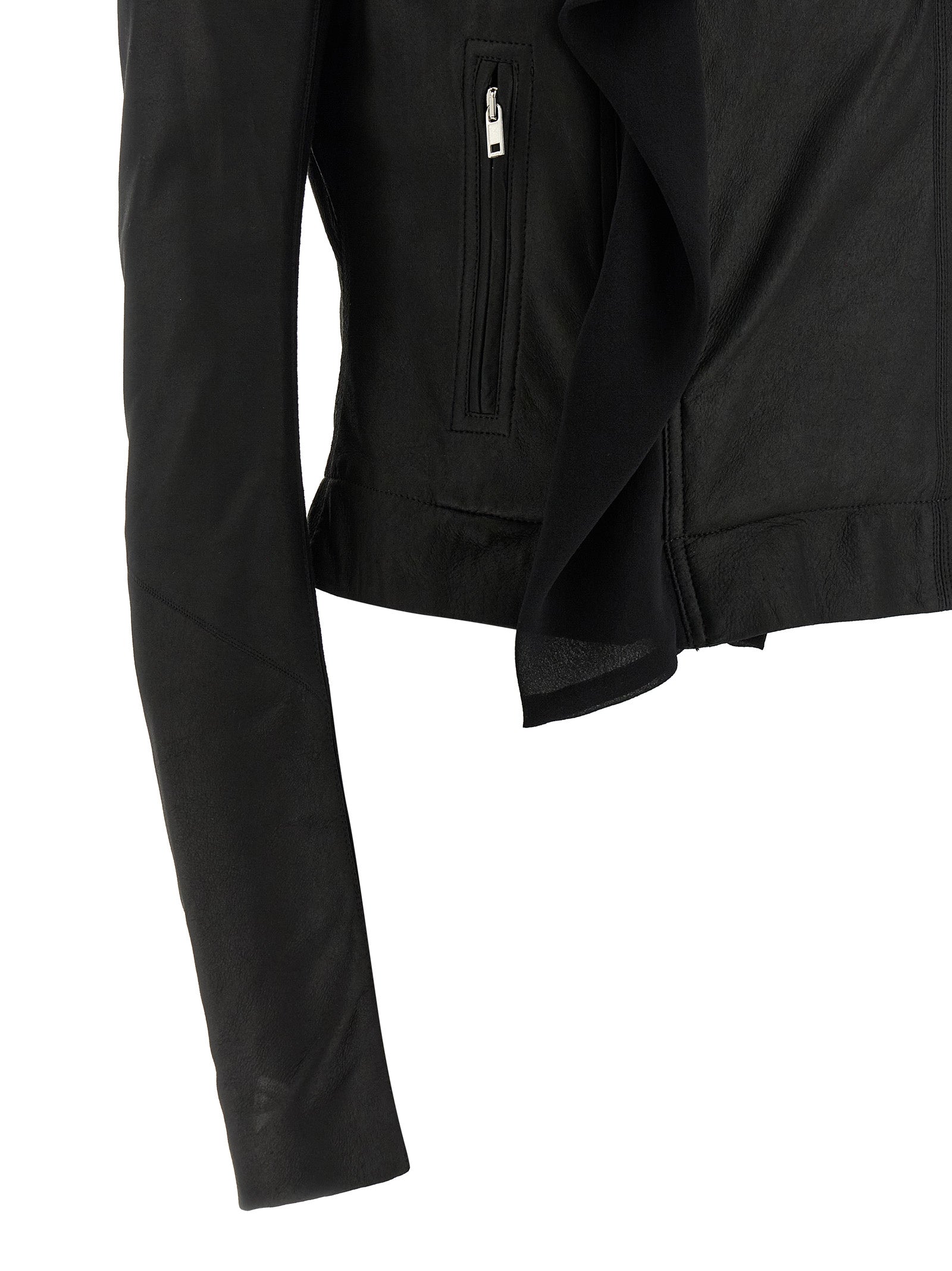 Rick Owens Scarf Biker Jacket - Luxurious Black Lamb Leather