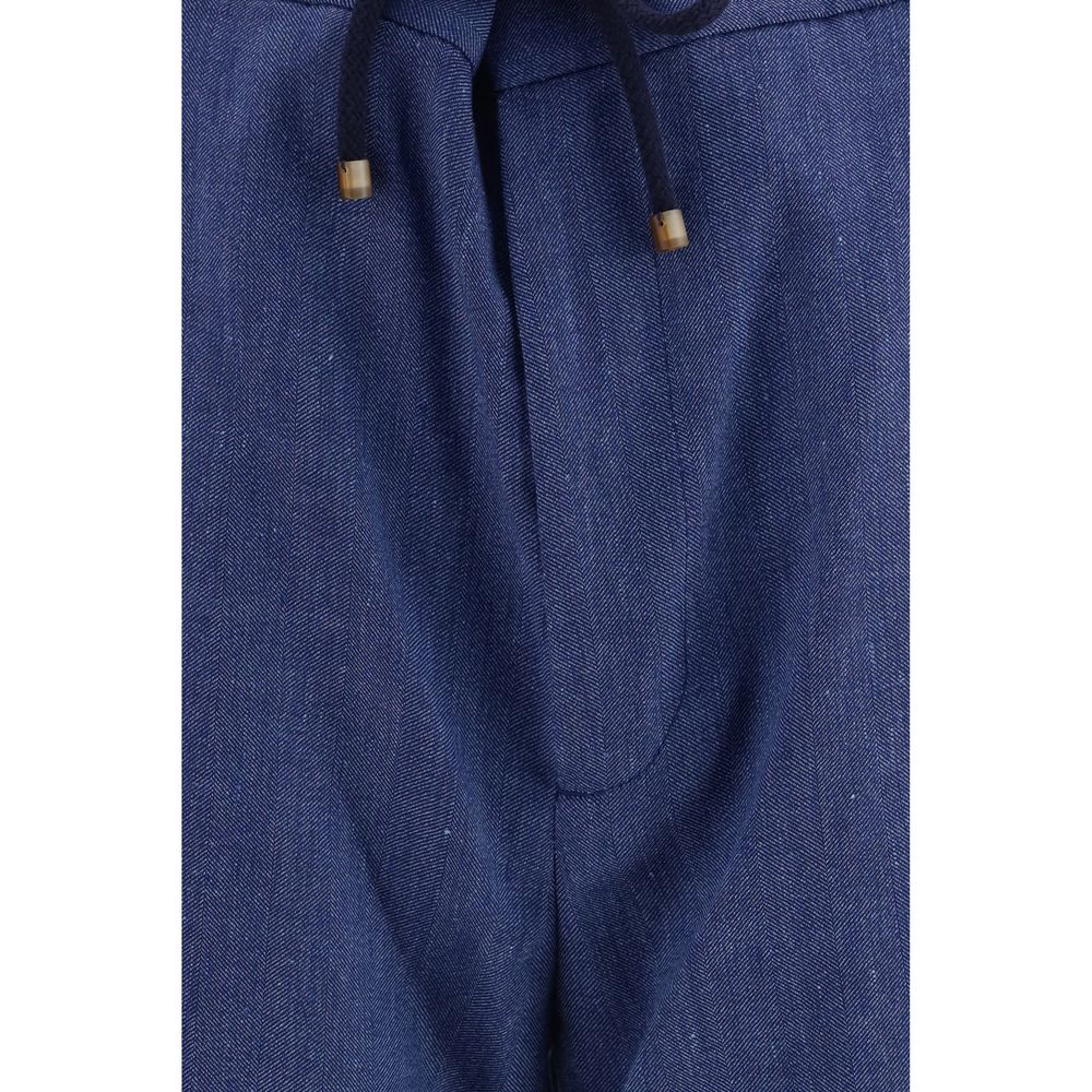 Brunello Cucinelli Blue Linen Bermuda Shorts - Effortless Elegance