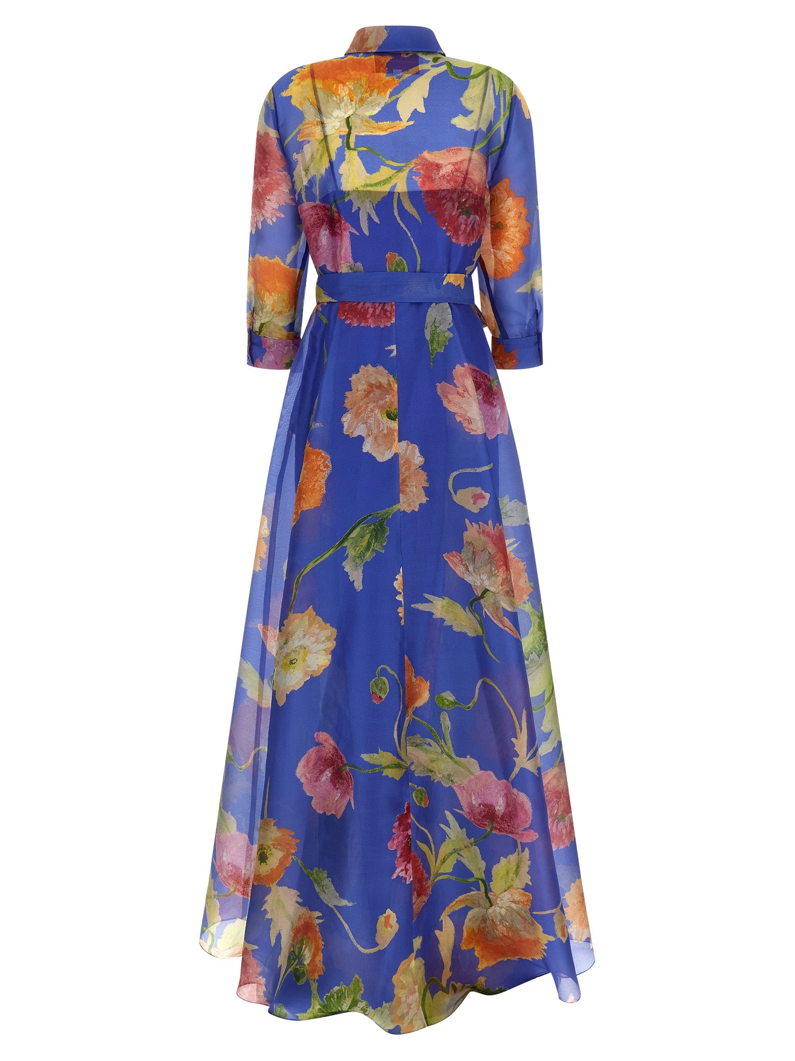 Carolina Herrera Blue Silk Long Dress - Timeless Elegance in Couture