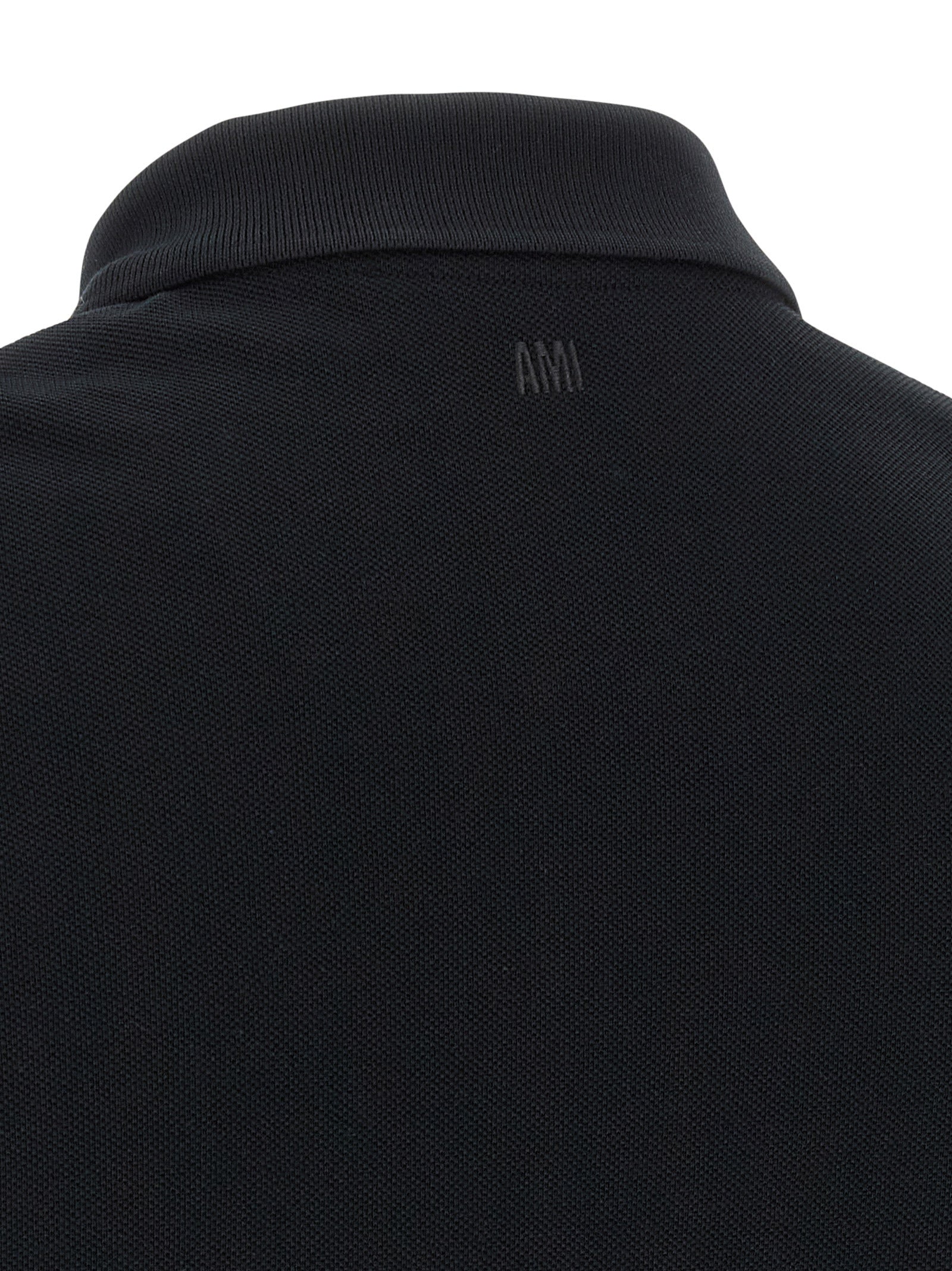 Ami Paris Black Cotton Polo Shirt