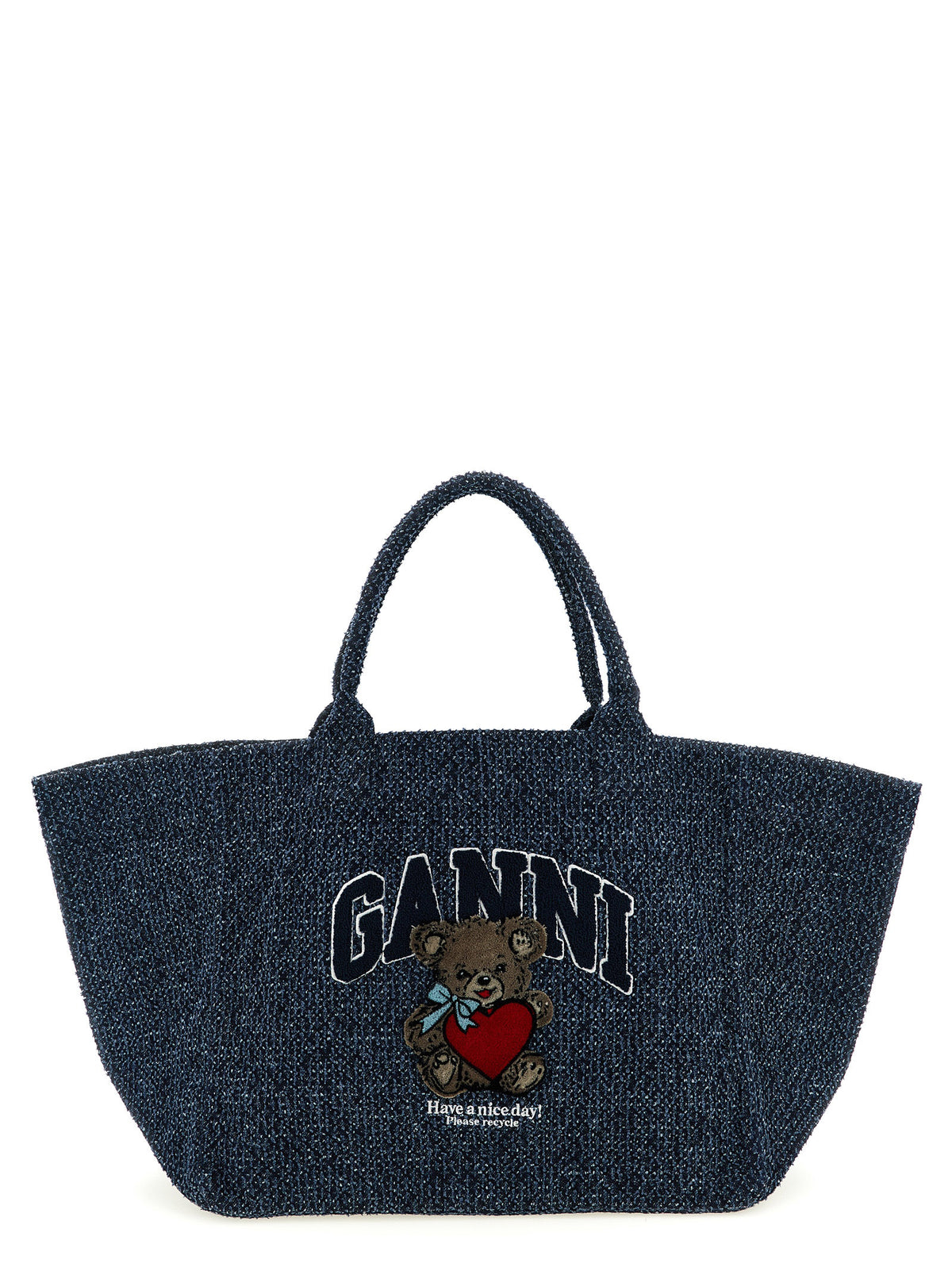 Ganni Blue Organic Cotton Tote Bag - Elevate Your Style