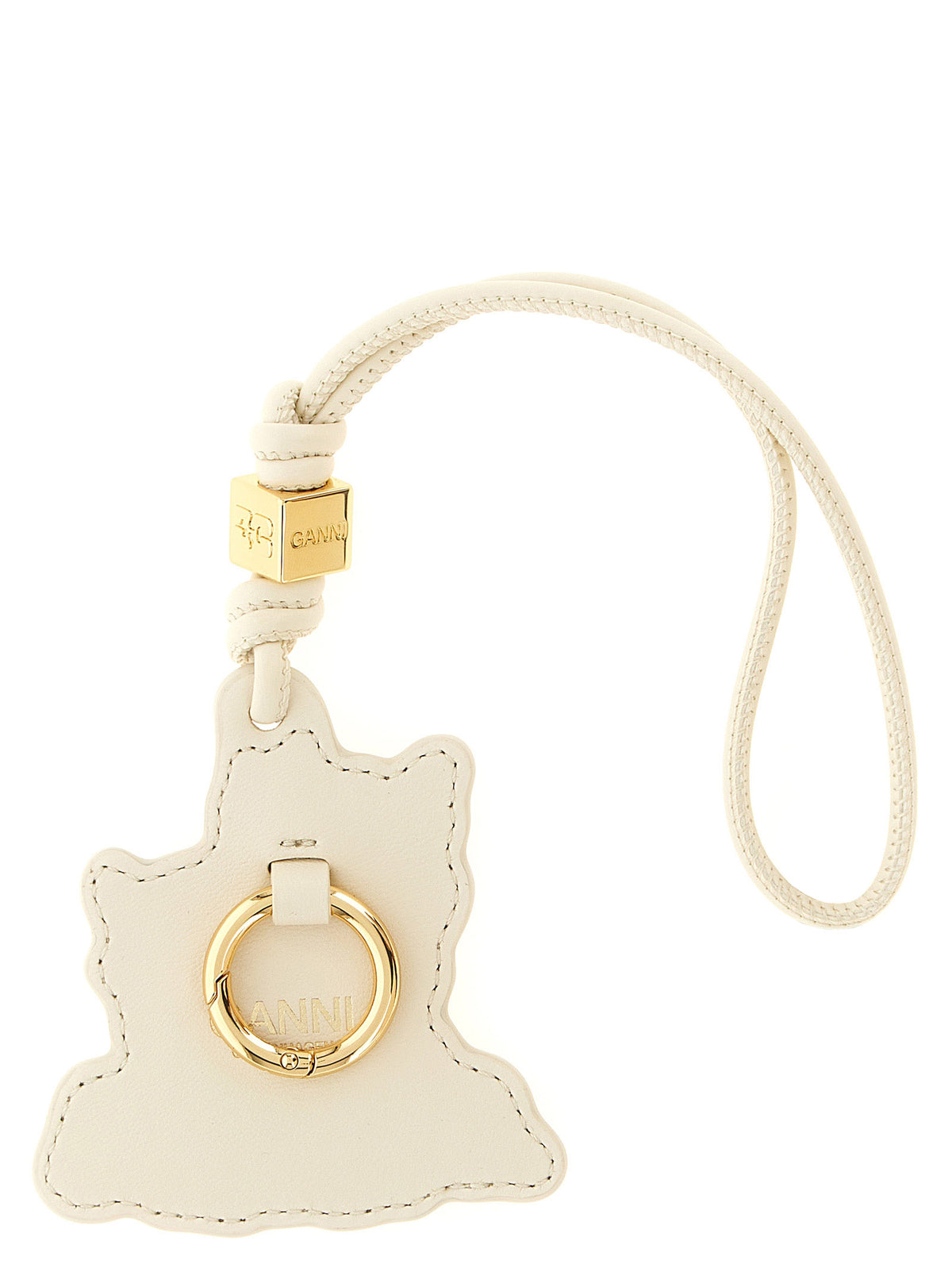 Ganni Beige Leather Keychain - Elevate Your Everyday Elegance