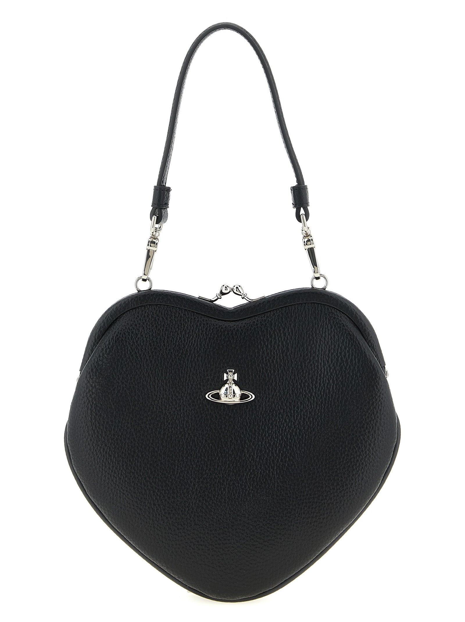 Discover the Vivienne Westwood Belle Heart Frame Handbag, a luxurious statement piece crafted from exquisite polyurethane, embodying elegance and bold sophistication for the discerning fashion lover.