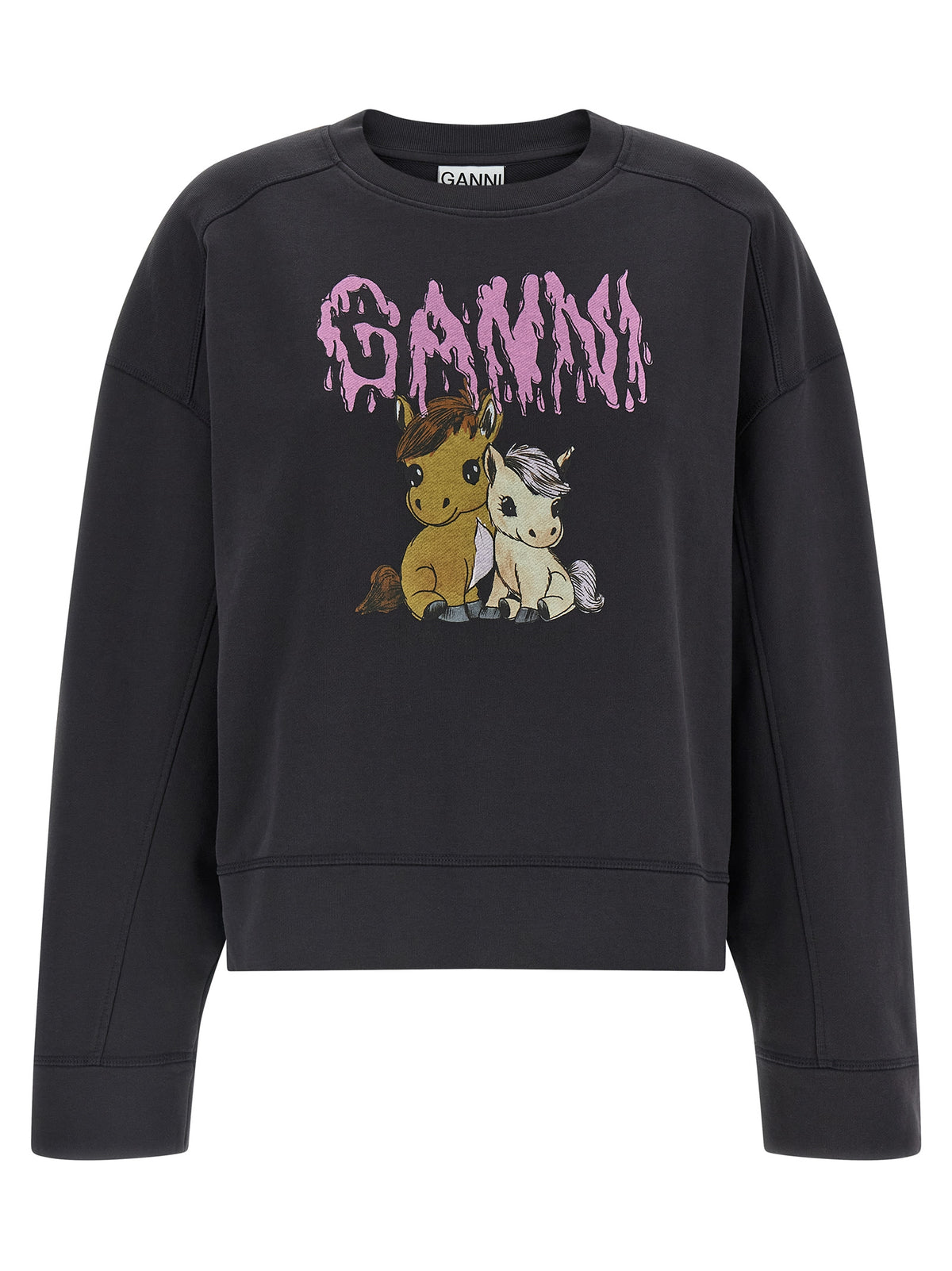 Ganni Black Organic Cotton Sweatshirt - Effortless Luxury Style