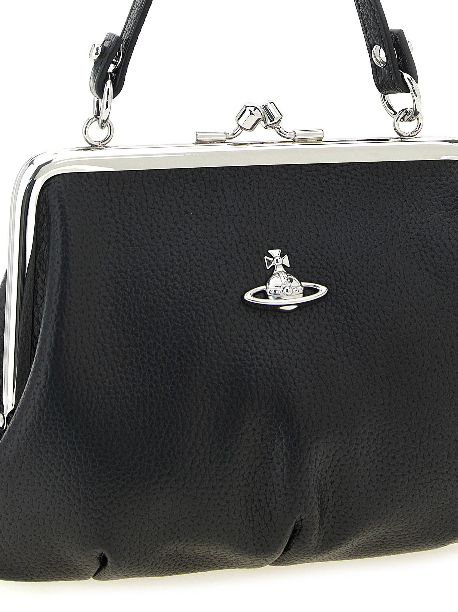 Elevate your style with the Vivienne Westwood Black Polyethylene Handbag, a masterpiece of luxury and craftsmanship, perfect for the discerning fashion aficionado.