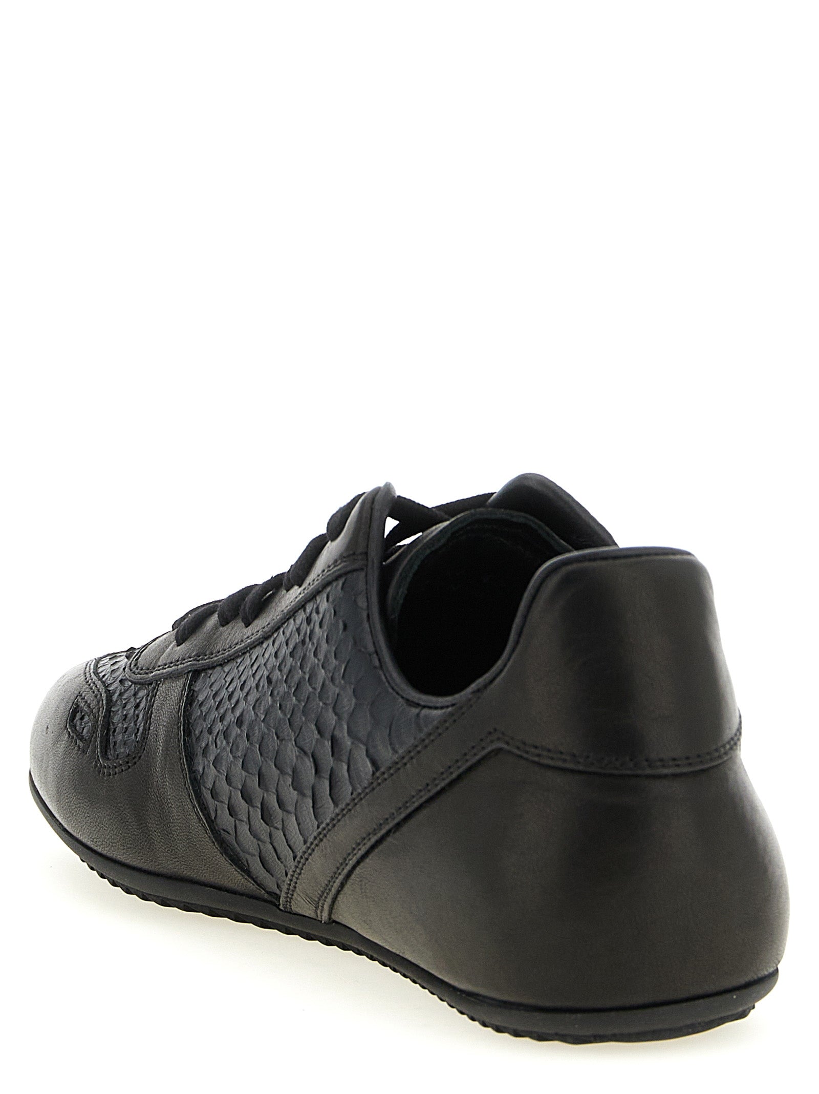 Rick Owens Black Lamb Leather Low Top Sneakers - Artisanal Elegance