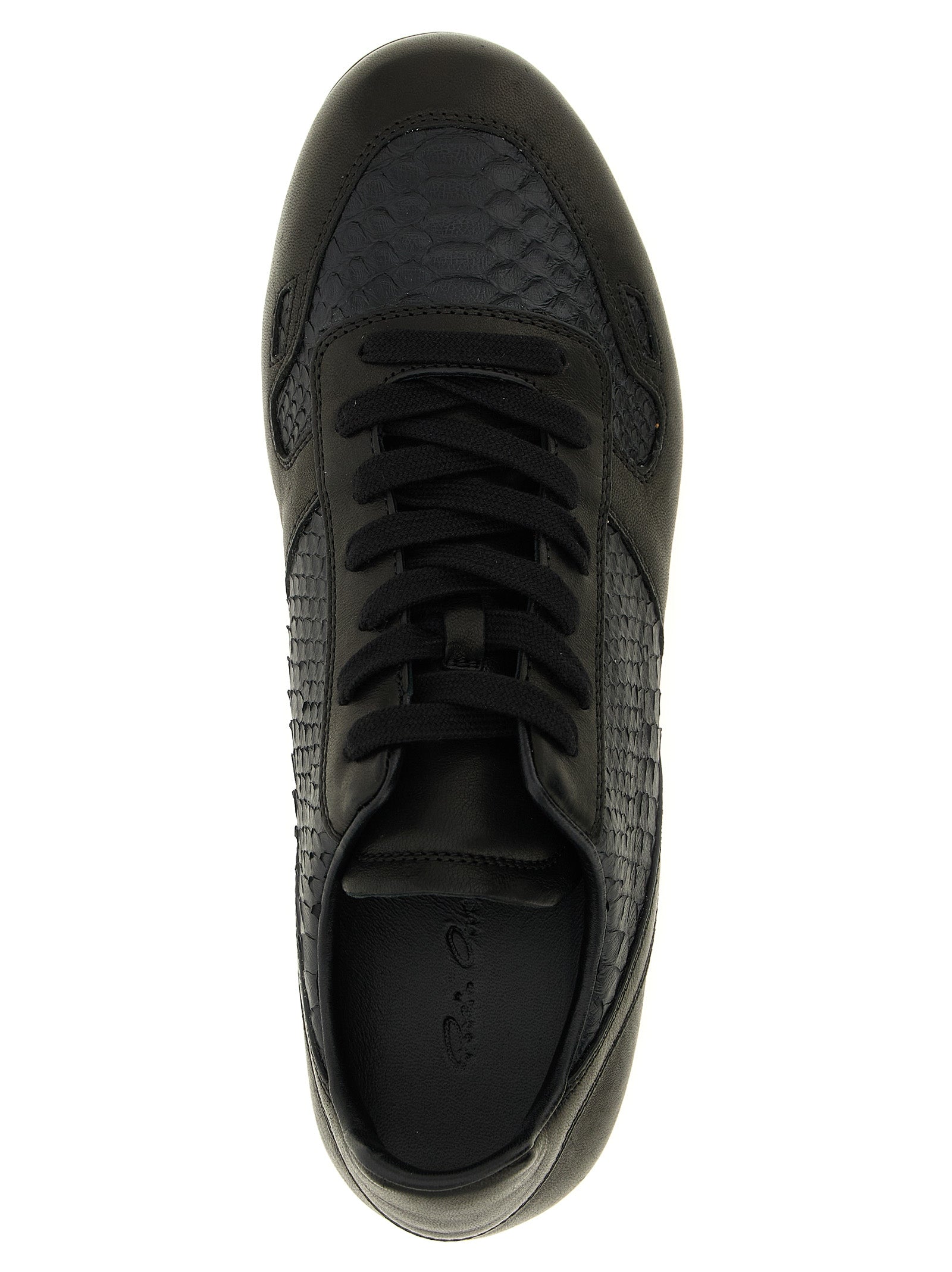 Rick Owens Black Lamb Leather Low Top Sneakers - Artisanal Luxury