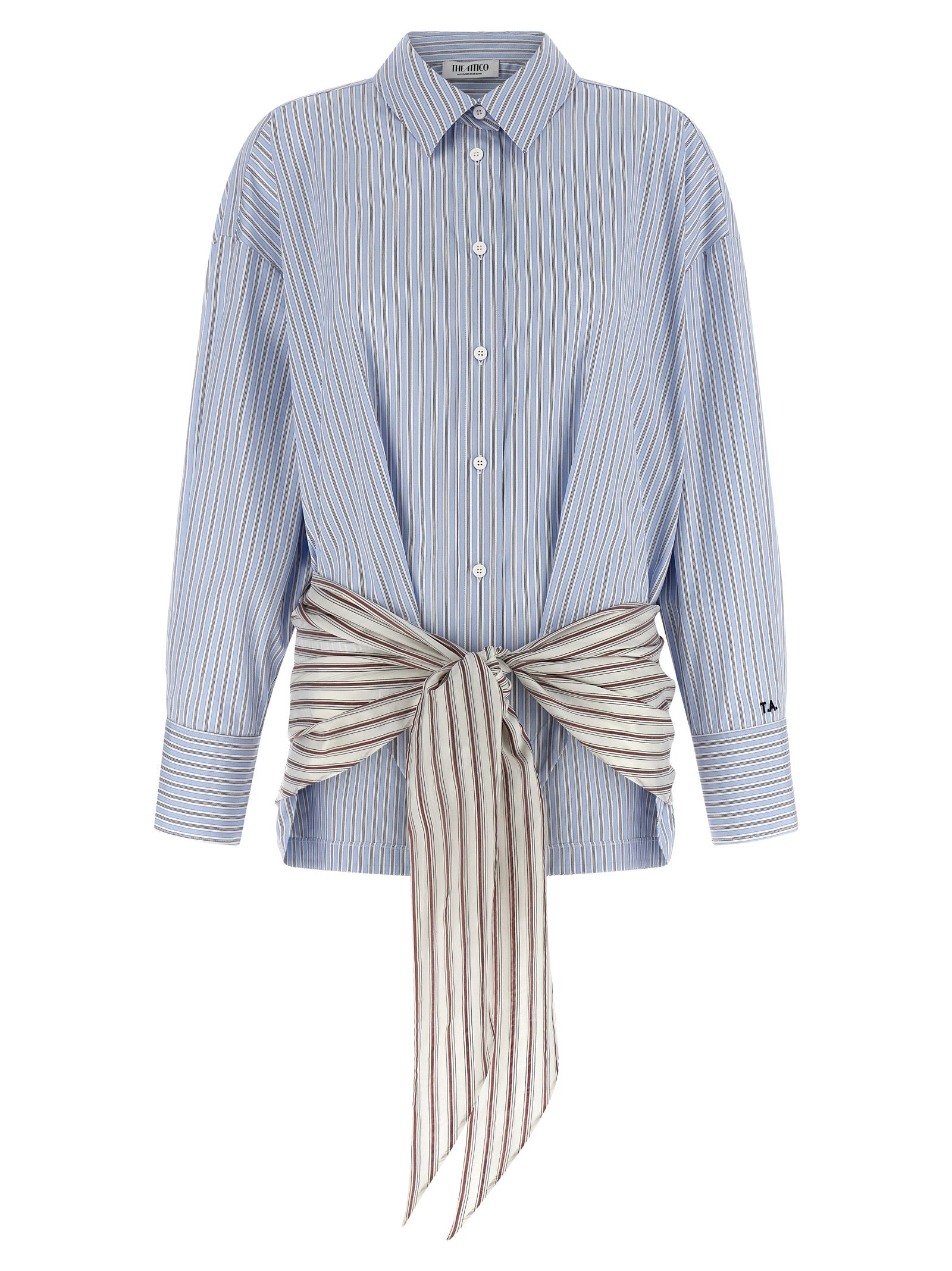 The Attico Blue Cotton Short Dress - Exquisite Haute Couture Elegance