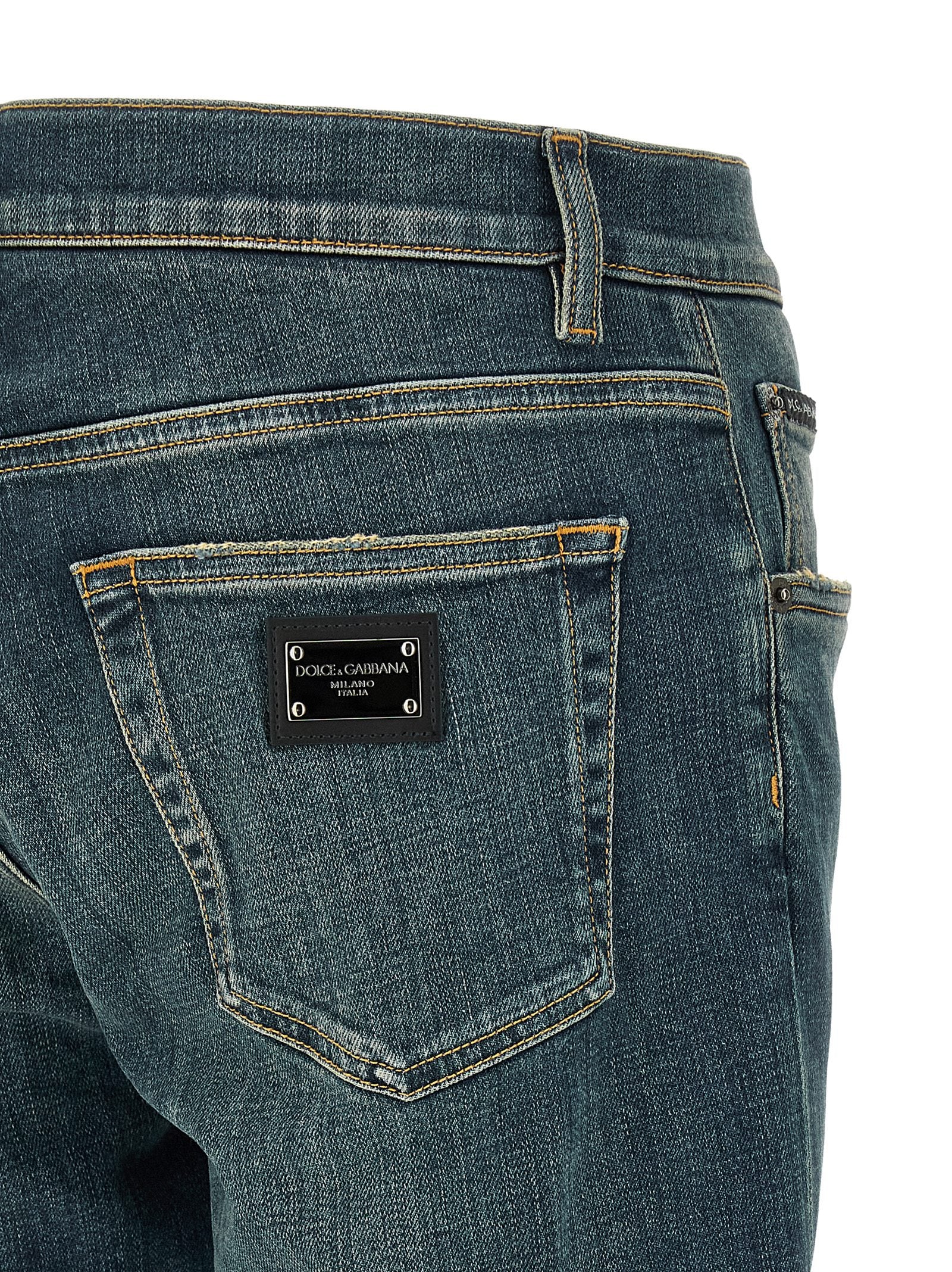 Dolce & Gabbana Blue Cotton Slim Fit Jeans - Exquisite Luxury